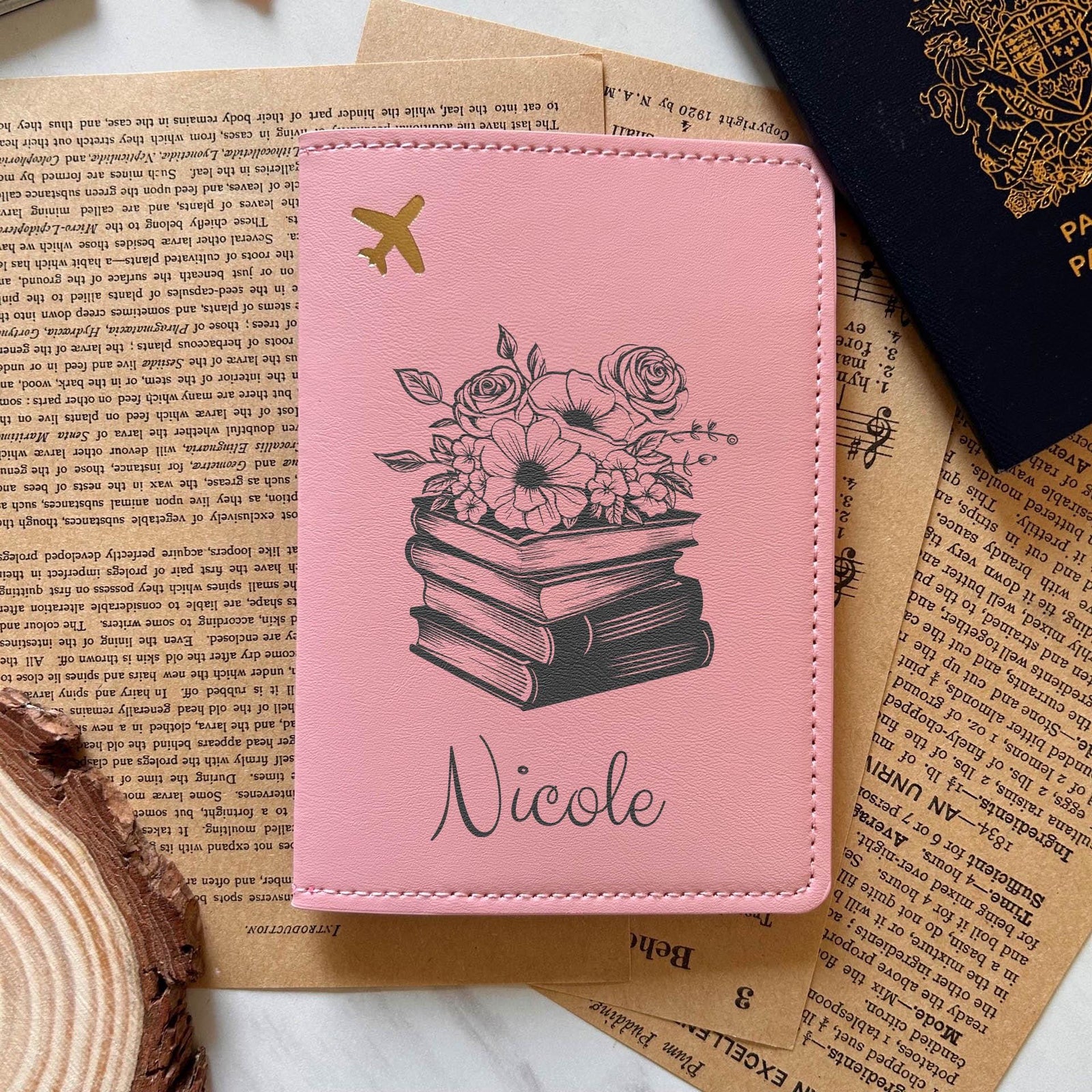 Book and Flowers Passport Cover – Design #31