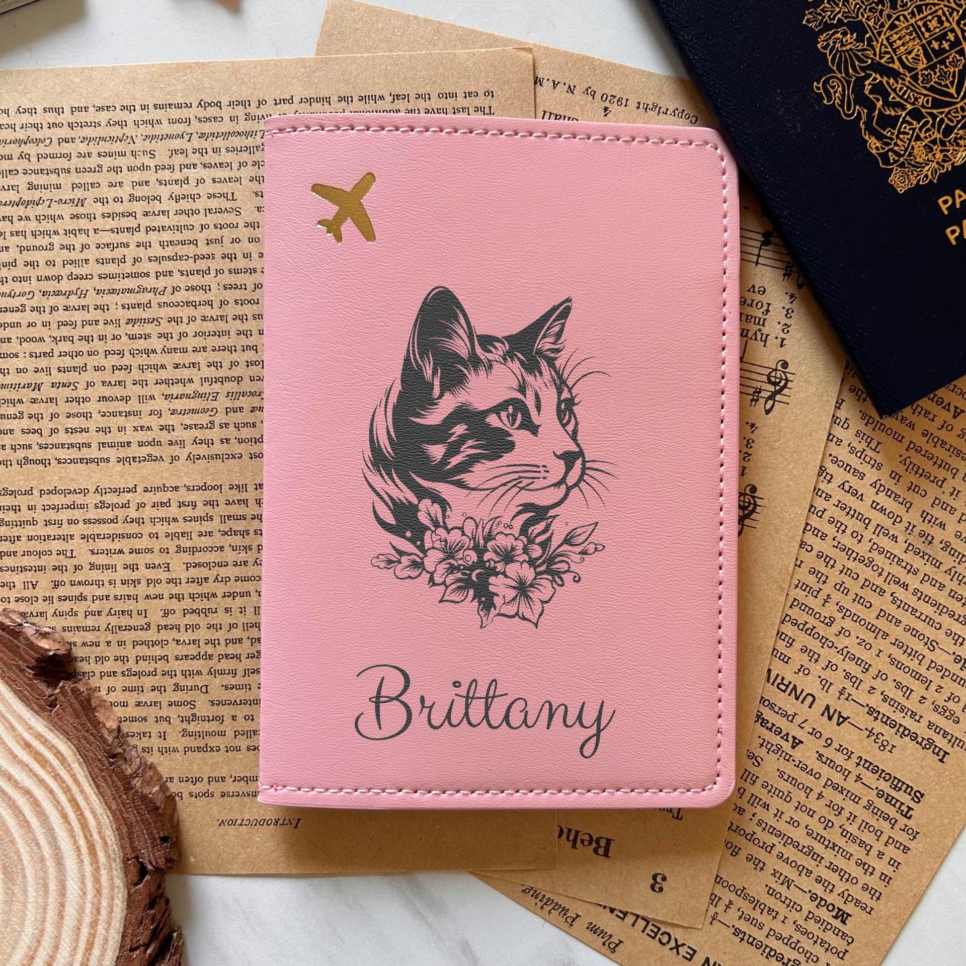 Cat & Flowers Passport Cover – Design #34