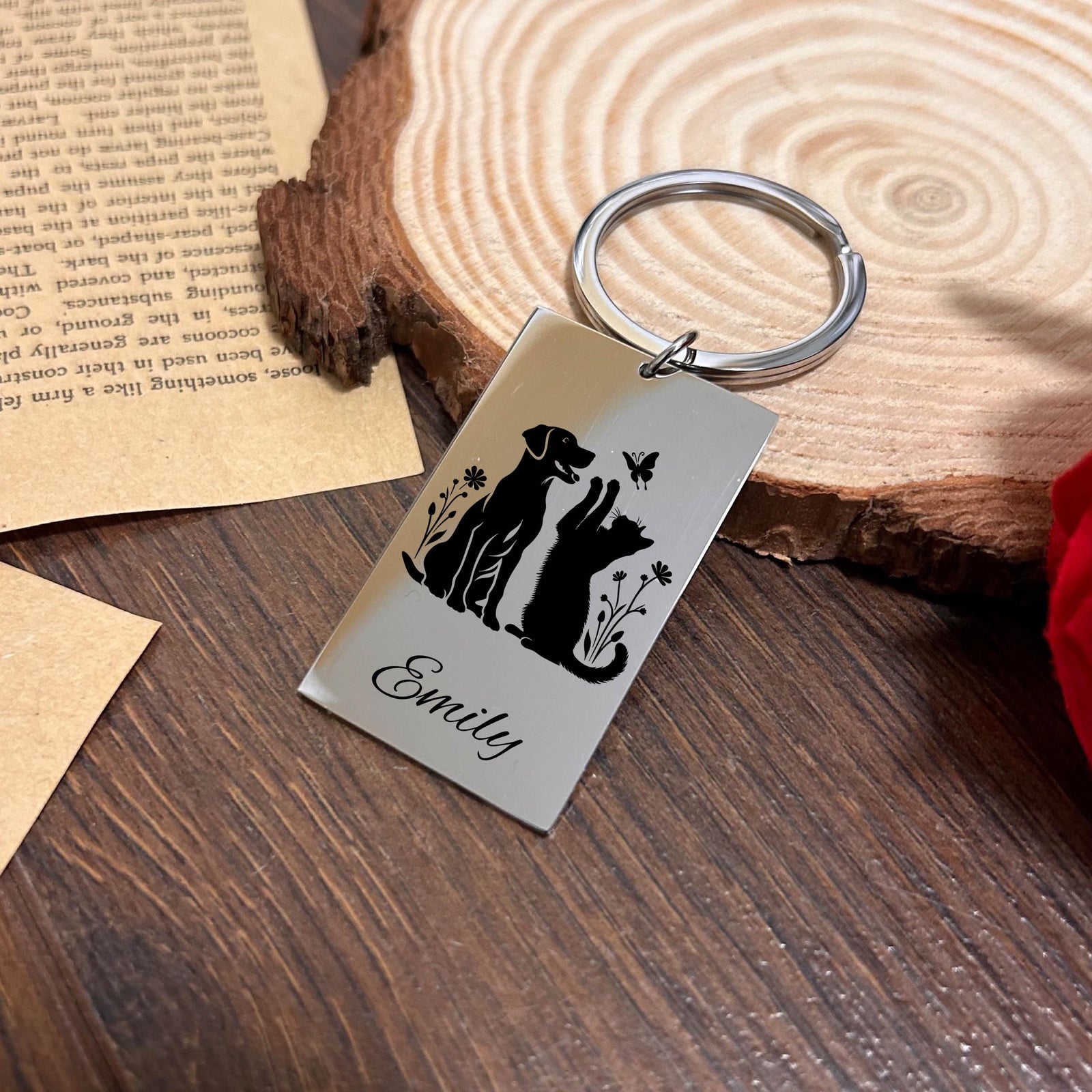 Dog & Cat Keychain Stainless Steel