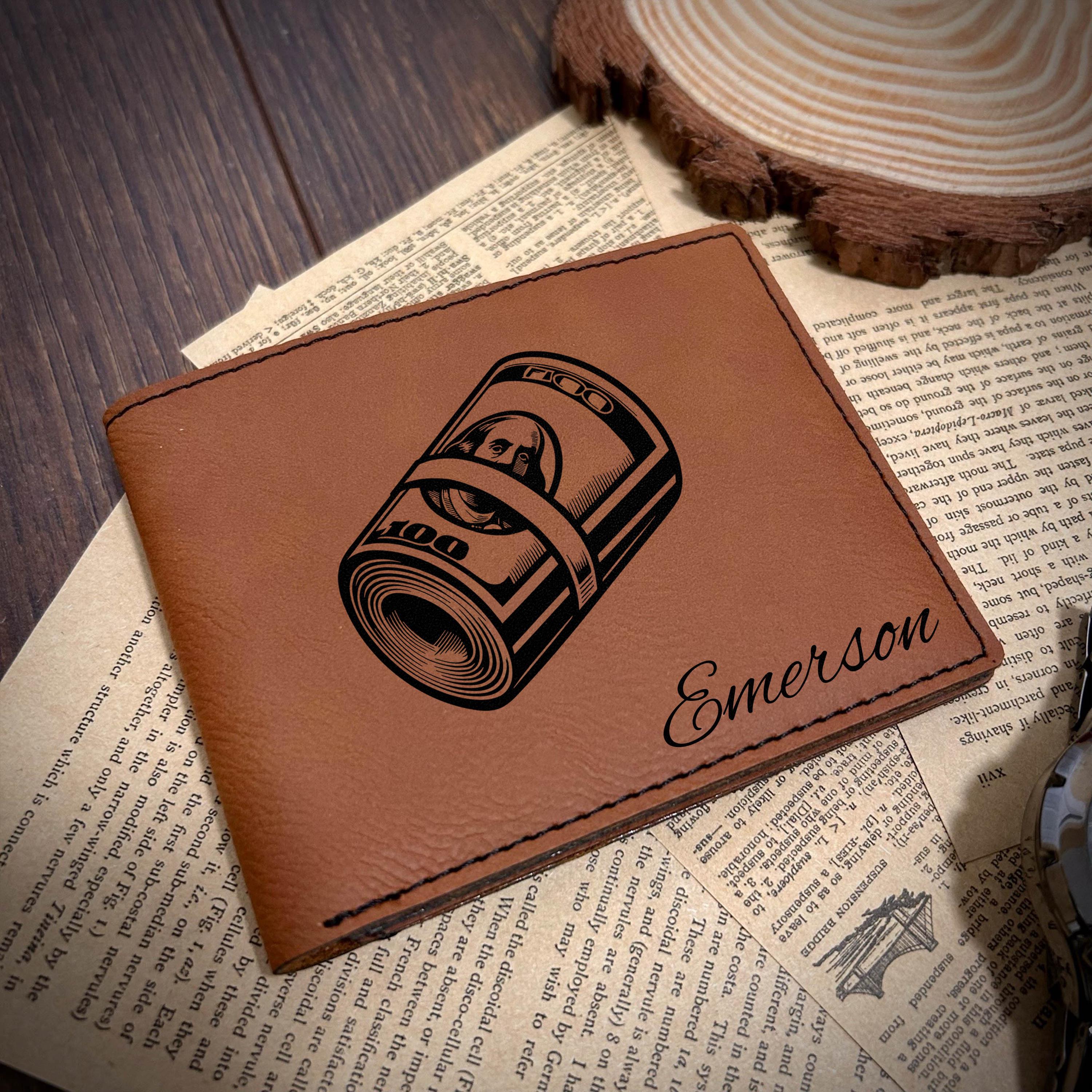 Money Roll Leather Wallet – Design #17