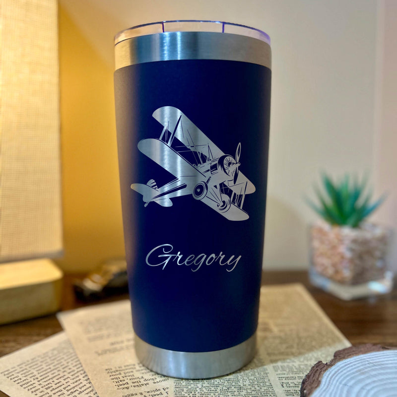 Antique Airplane 20oz Engraved Tumbler