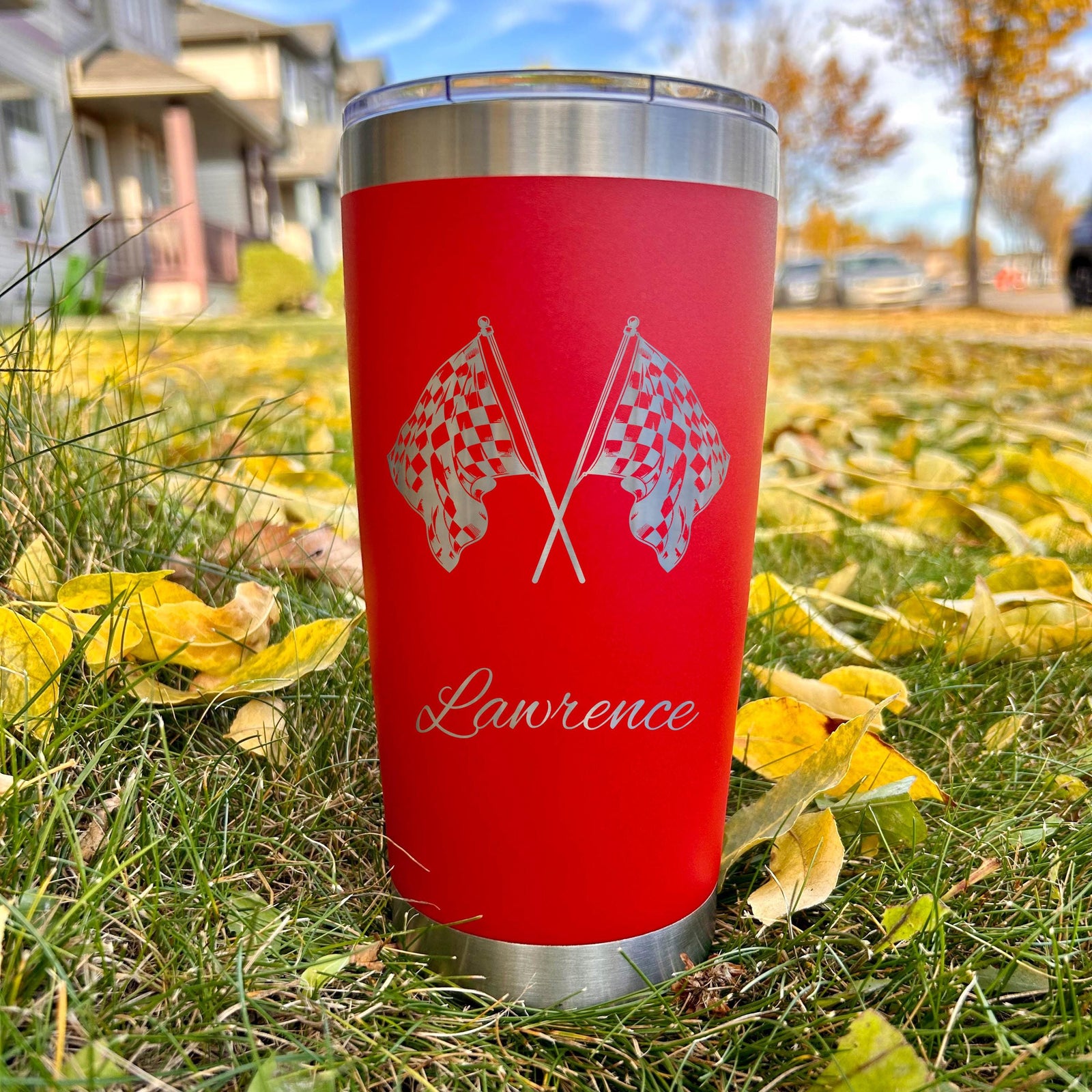 Race Flag 20oz Engraved Tumbler
