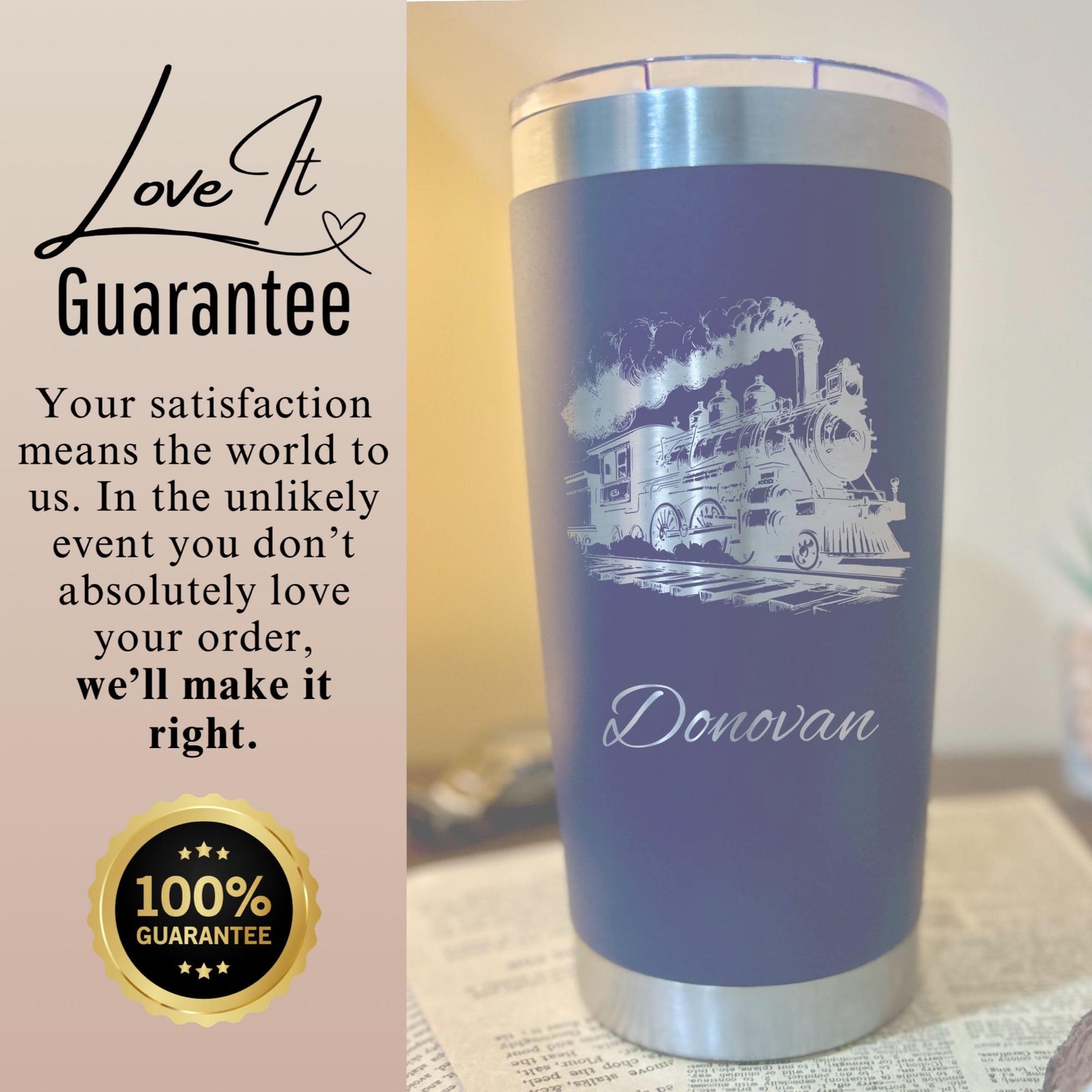 Steam Engine Train 20oz Engraved Tumbler