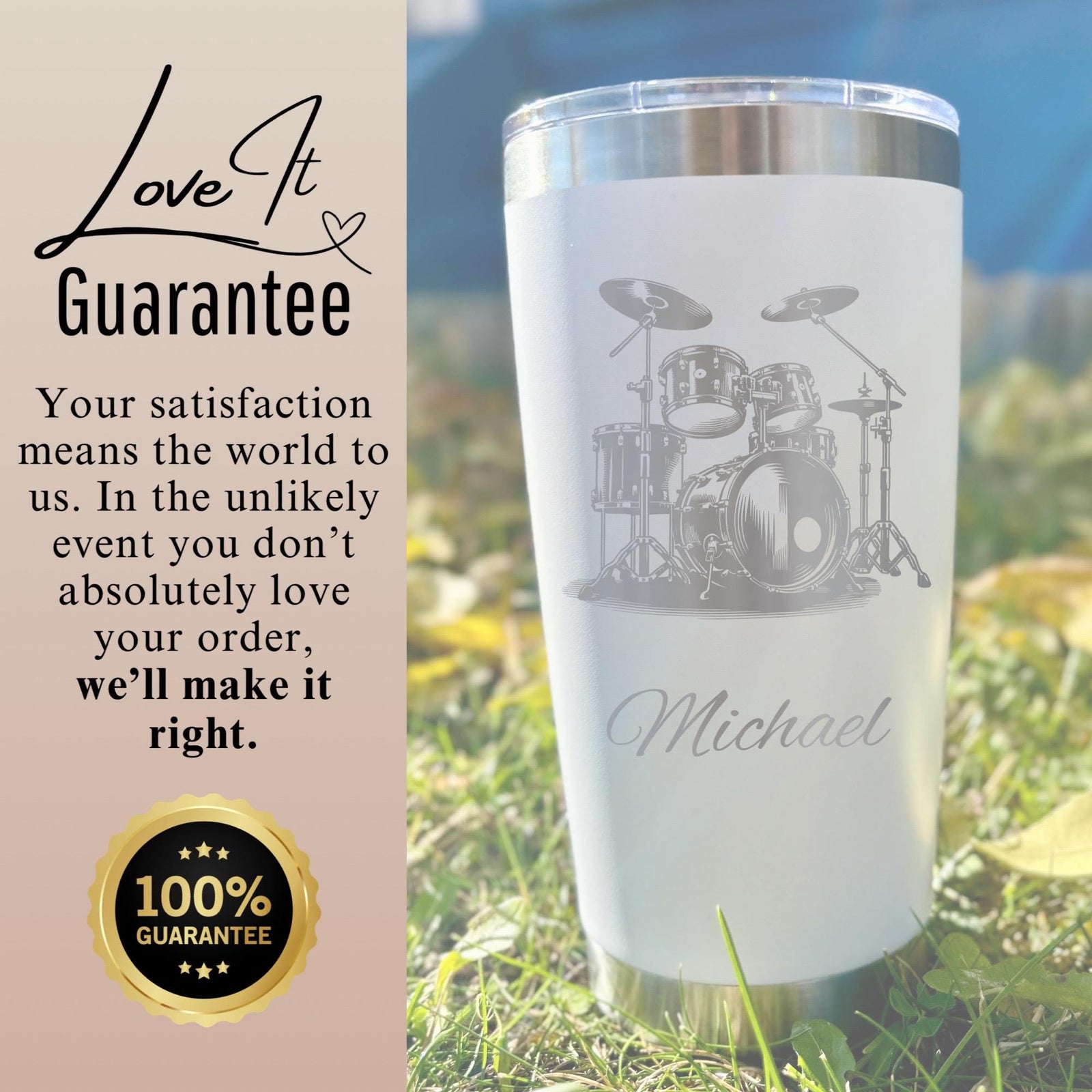 Drum Set 20oz Engraved Tumbler