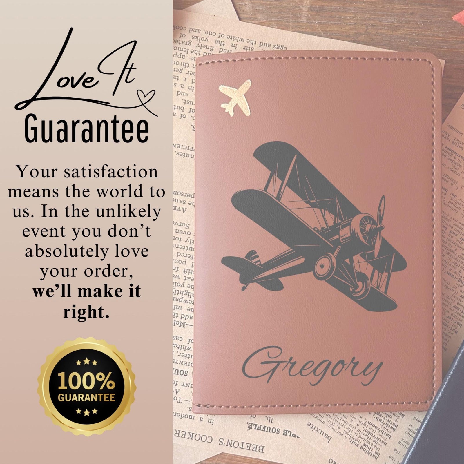 Antique Airplane Passport Cover – Design #4