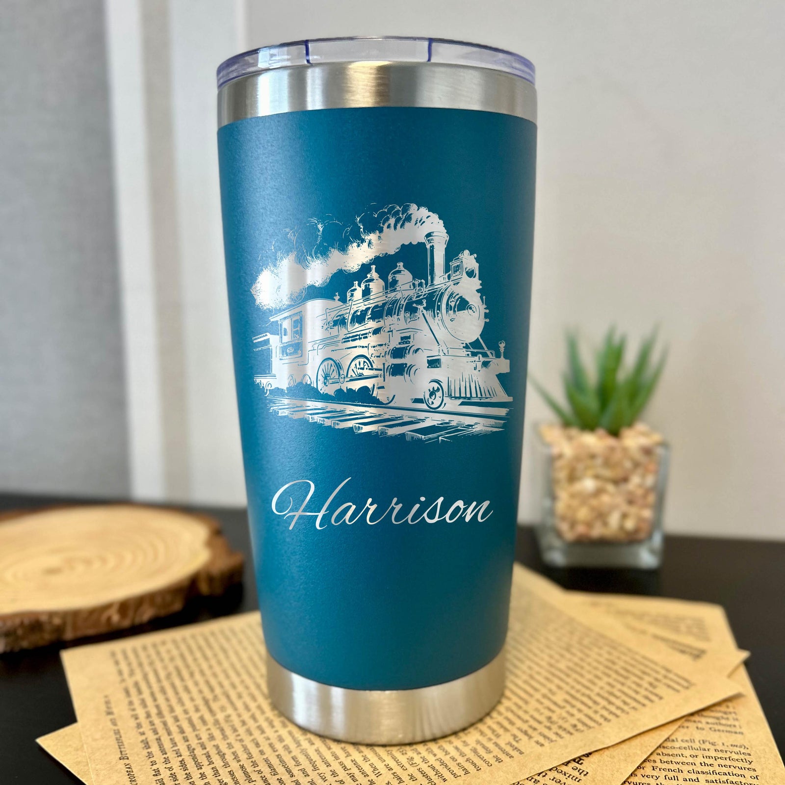 Steam Engine Train 20oz Engraved Tumbler
