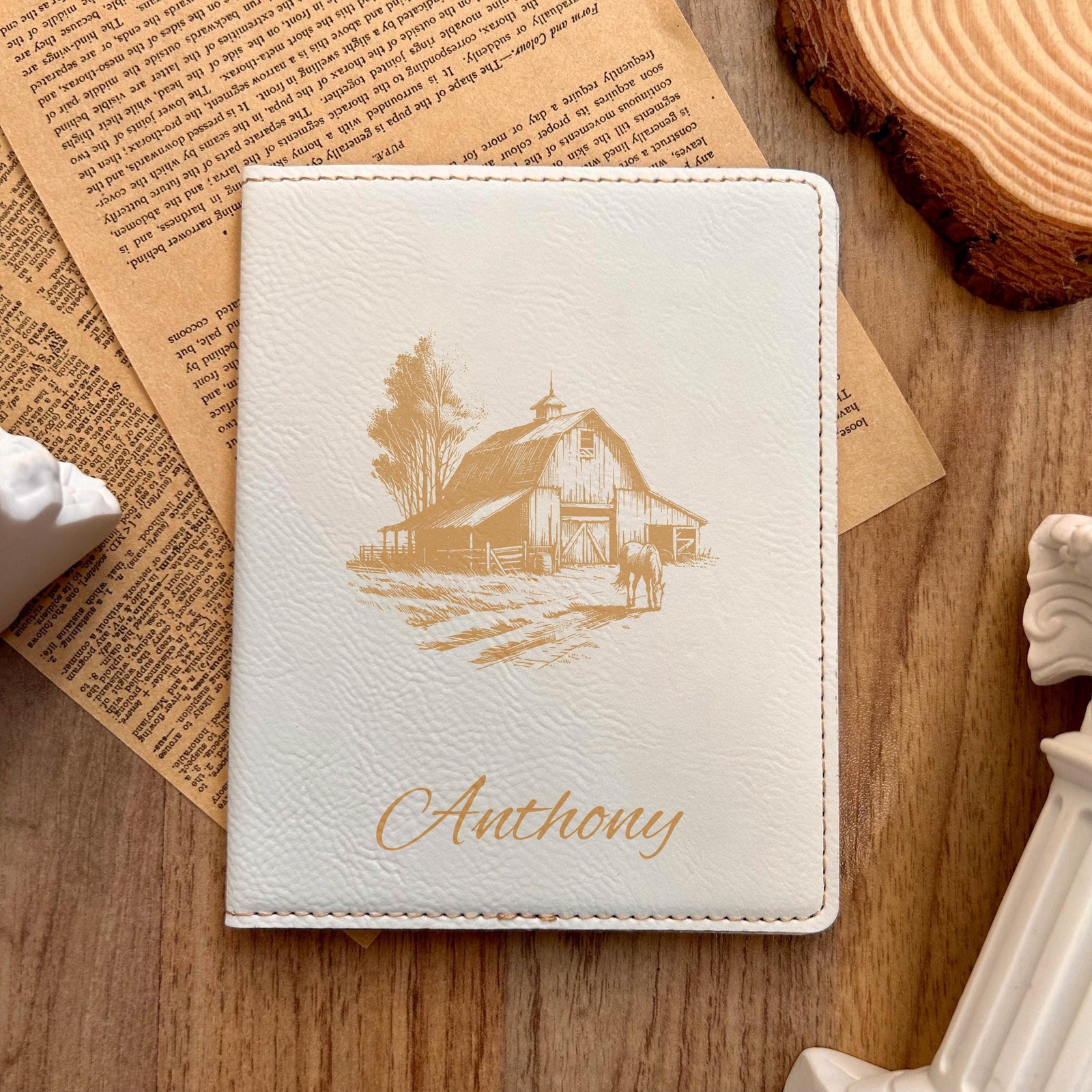 Gold Barn and Horse Passport Cover – Design #6
