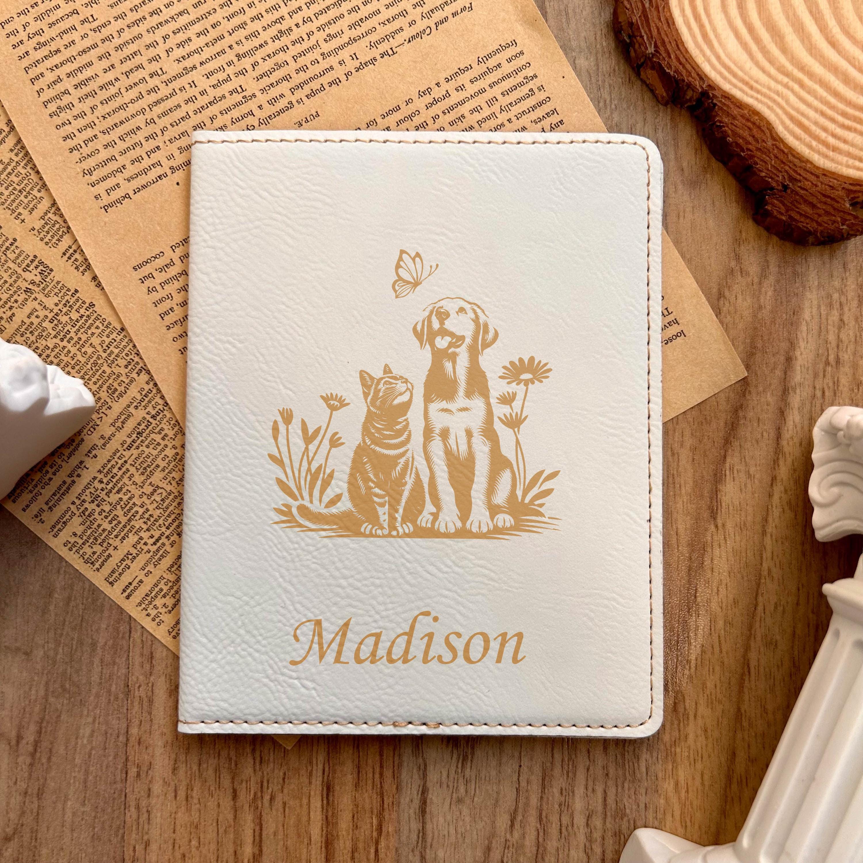 Gold Cute Pets Passport Cover – Design #38