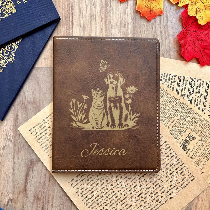 Gold Cute Pets Passport Cover – Design #38