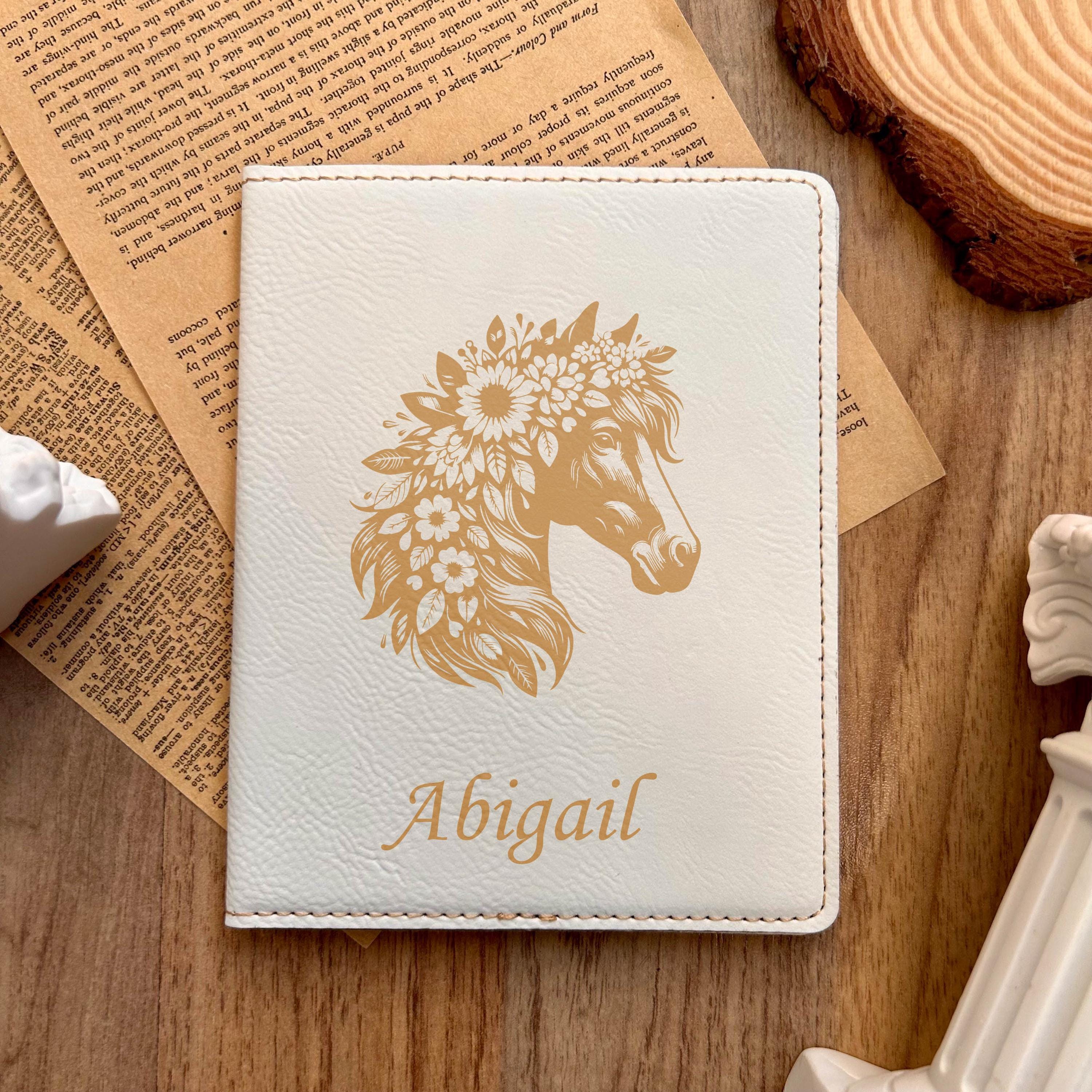 Gold Horse & Flowers Passport Cover – Design #44