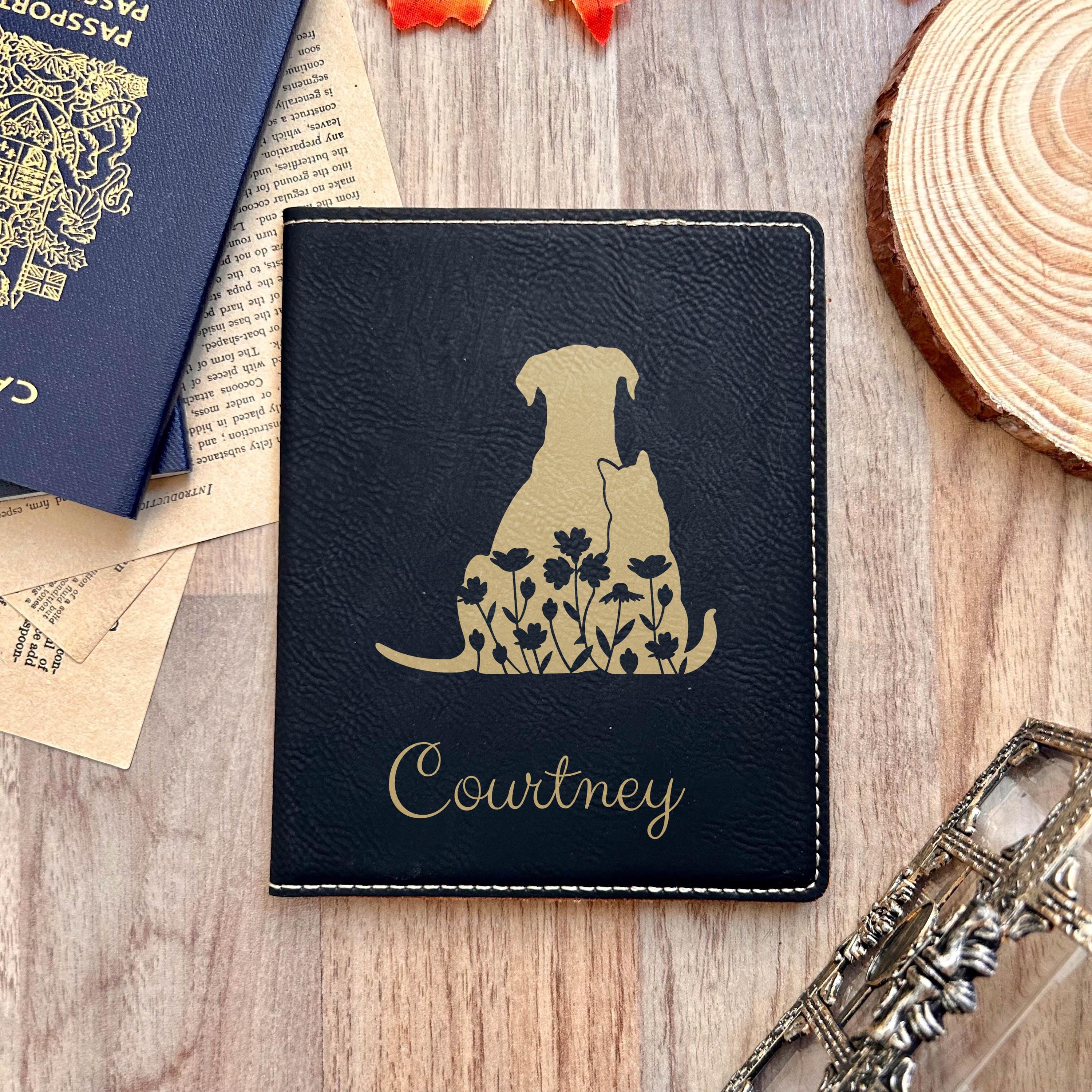 Gold Dog & Cat Passport Cover – Design #46