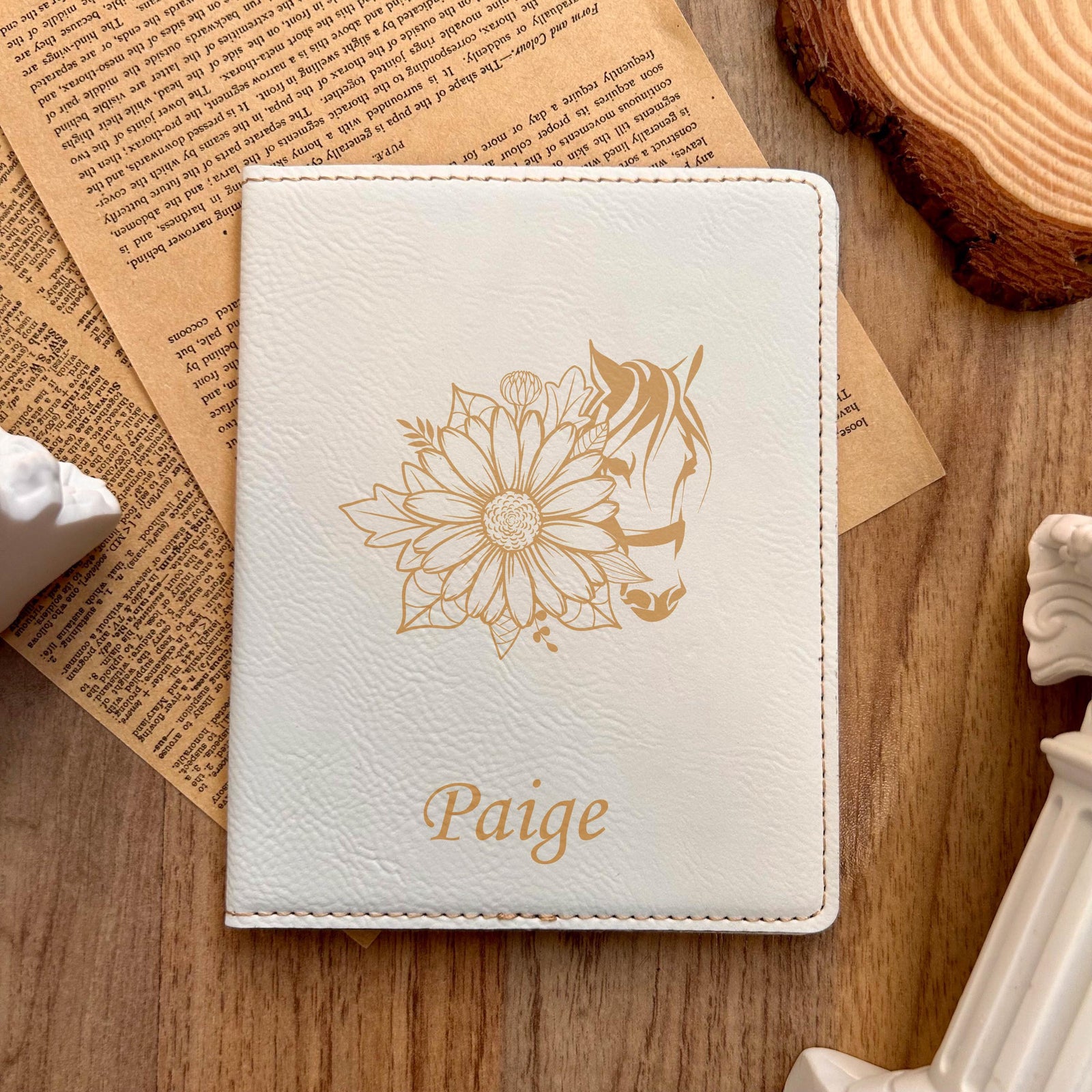 Gold Horse & Flower Passport Cover – Design #57