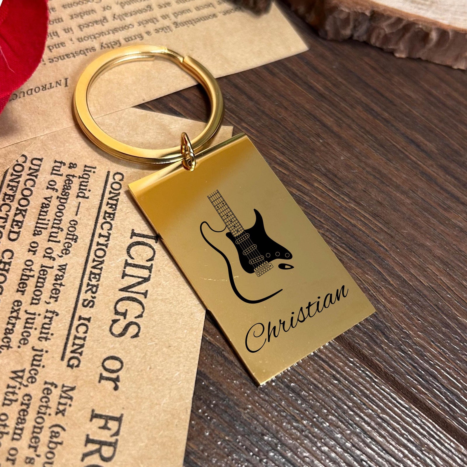 Electric Guitar Keychain Stainless Steel