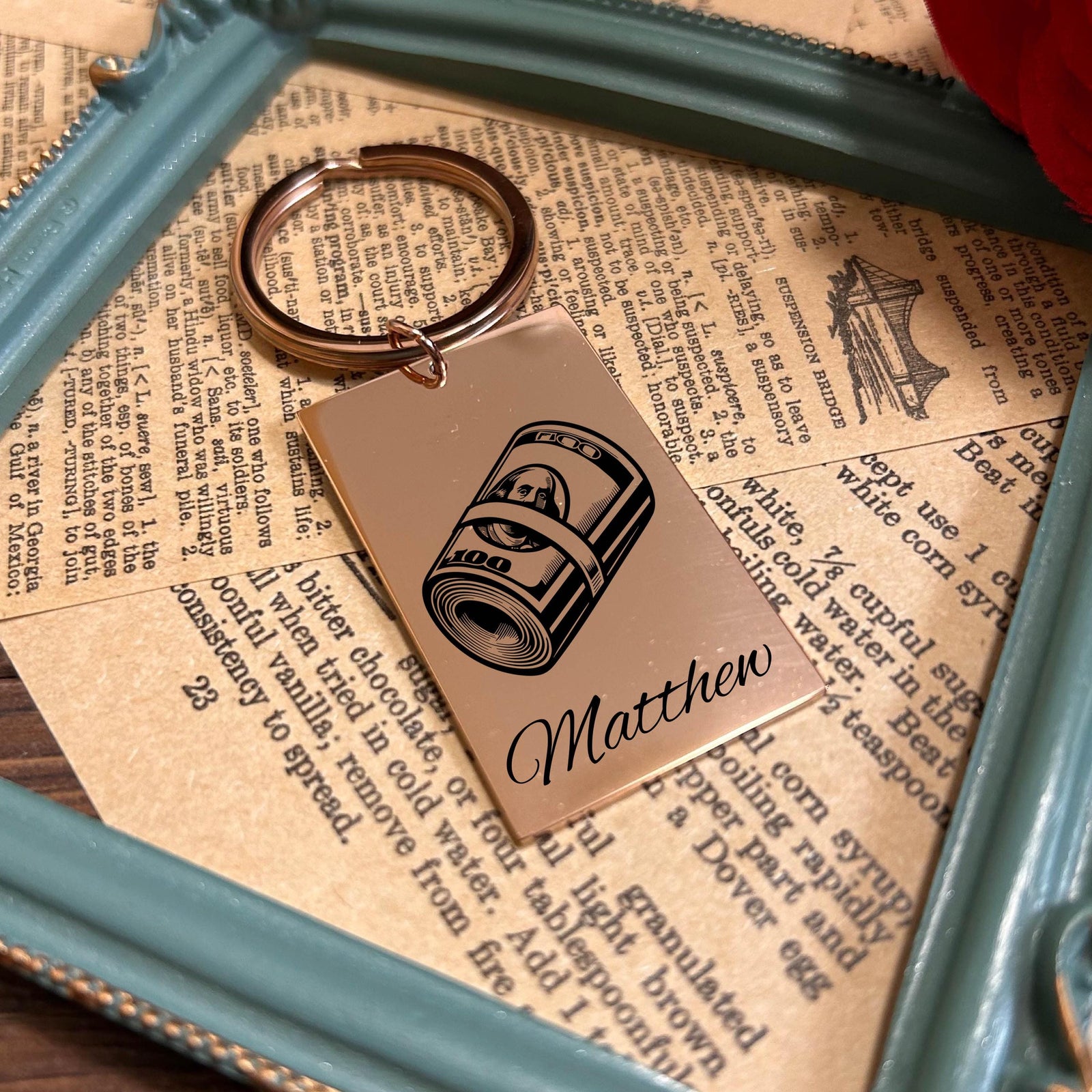 Money Roll Keychain Stainless Steel