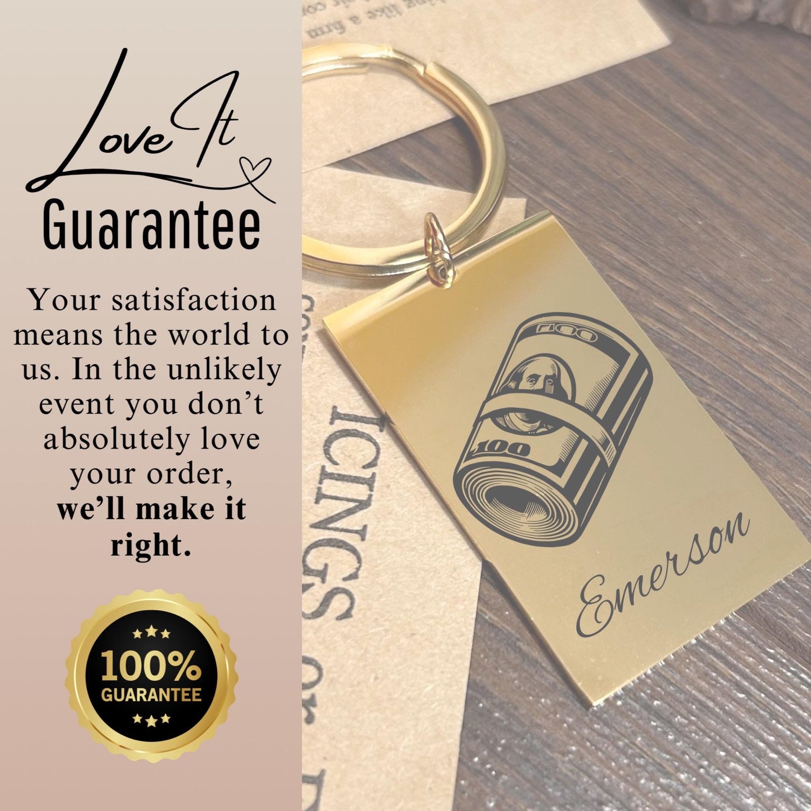 Money Roll Keychain Stainless Steel