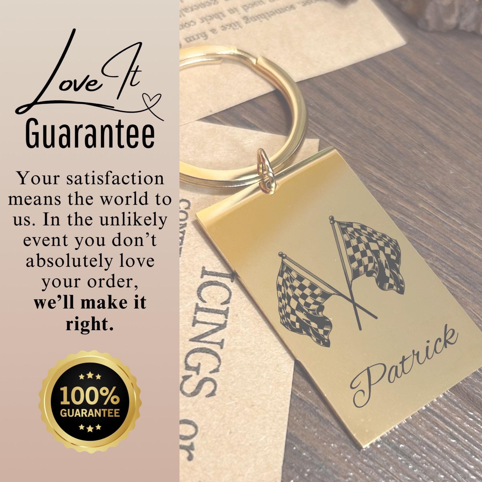 Race Flag Keychain Stainless Steel Design #19