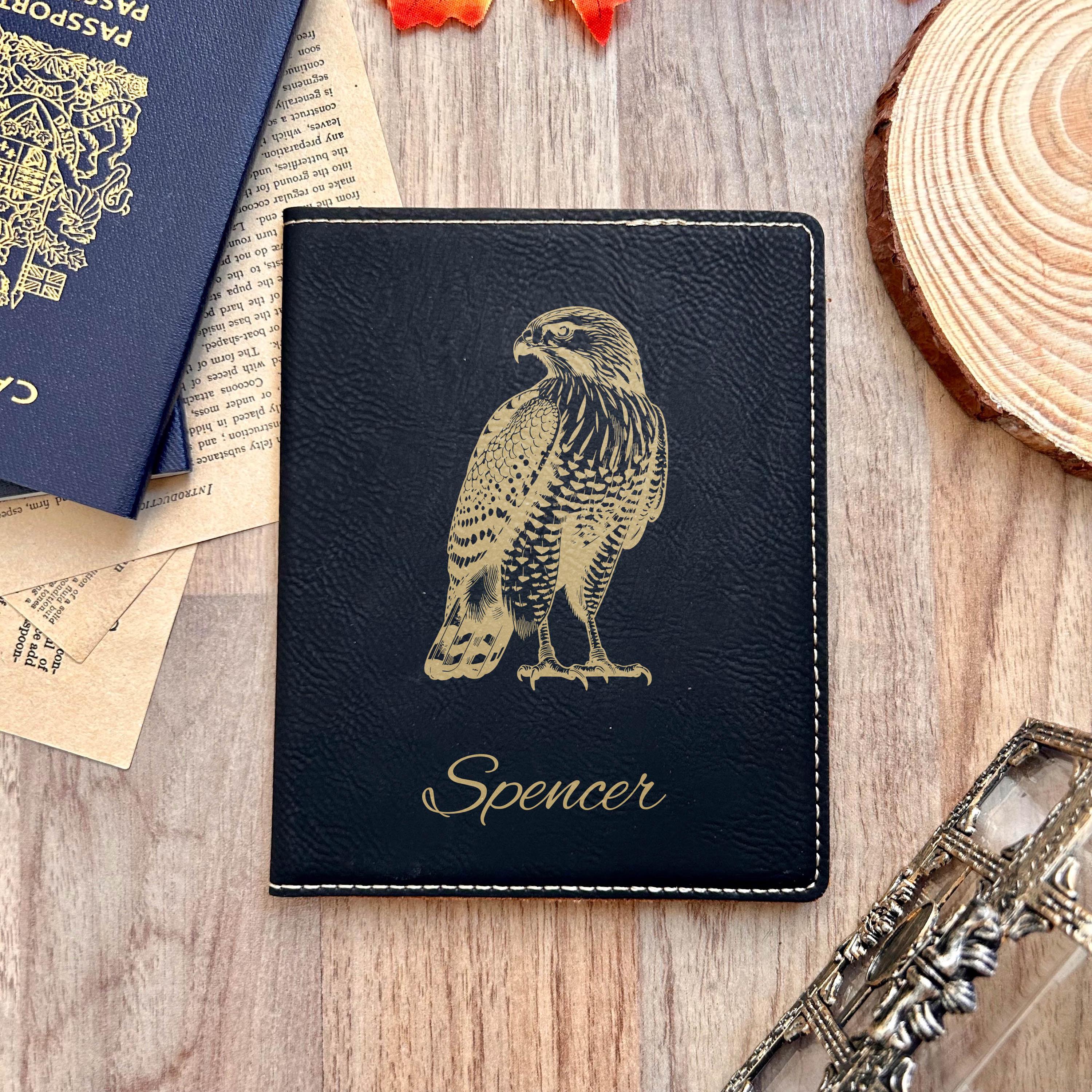 Gold Hawk Passport Cover – Design #20