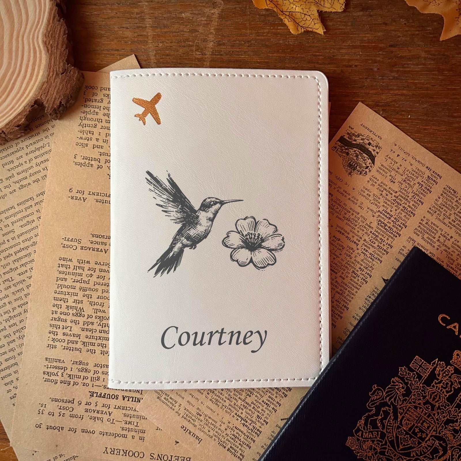 Hummingbird & Flower Passport Cover – Design #72