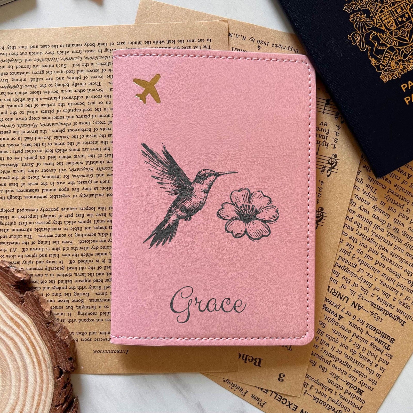 Hummingbird & Flower Passport Cover – Design #72