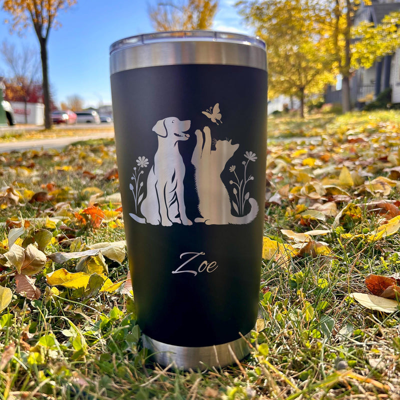 Dog and Cat 20oz Engraved Tumbler