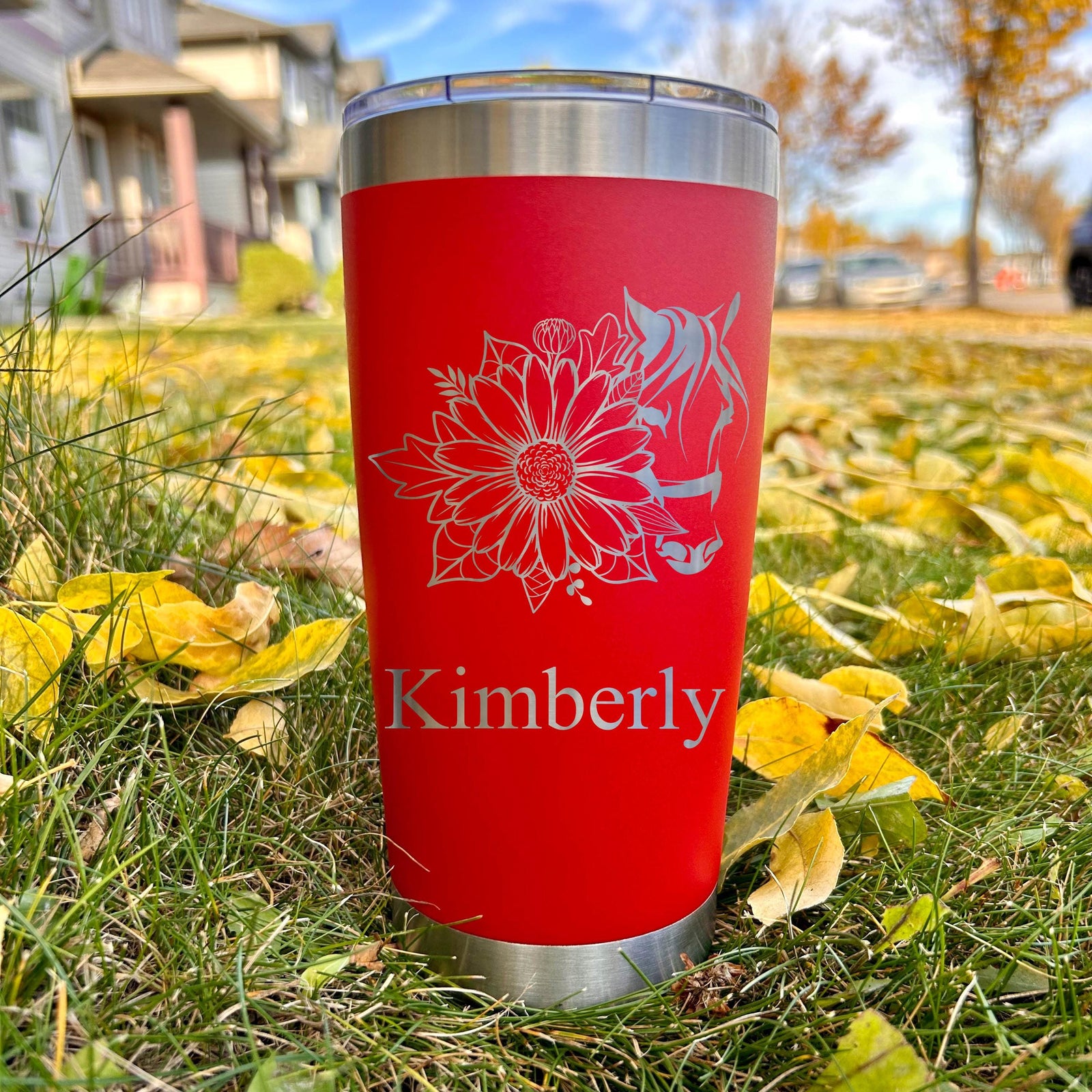 Horse and Flower 20oz Engraved Tumbler
