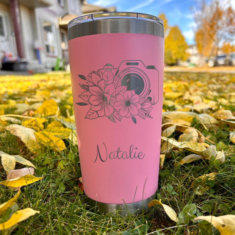 Floral Camera 20oz Engraved Tumbler