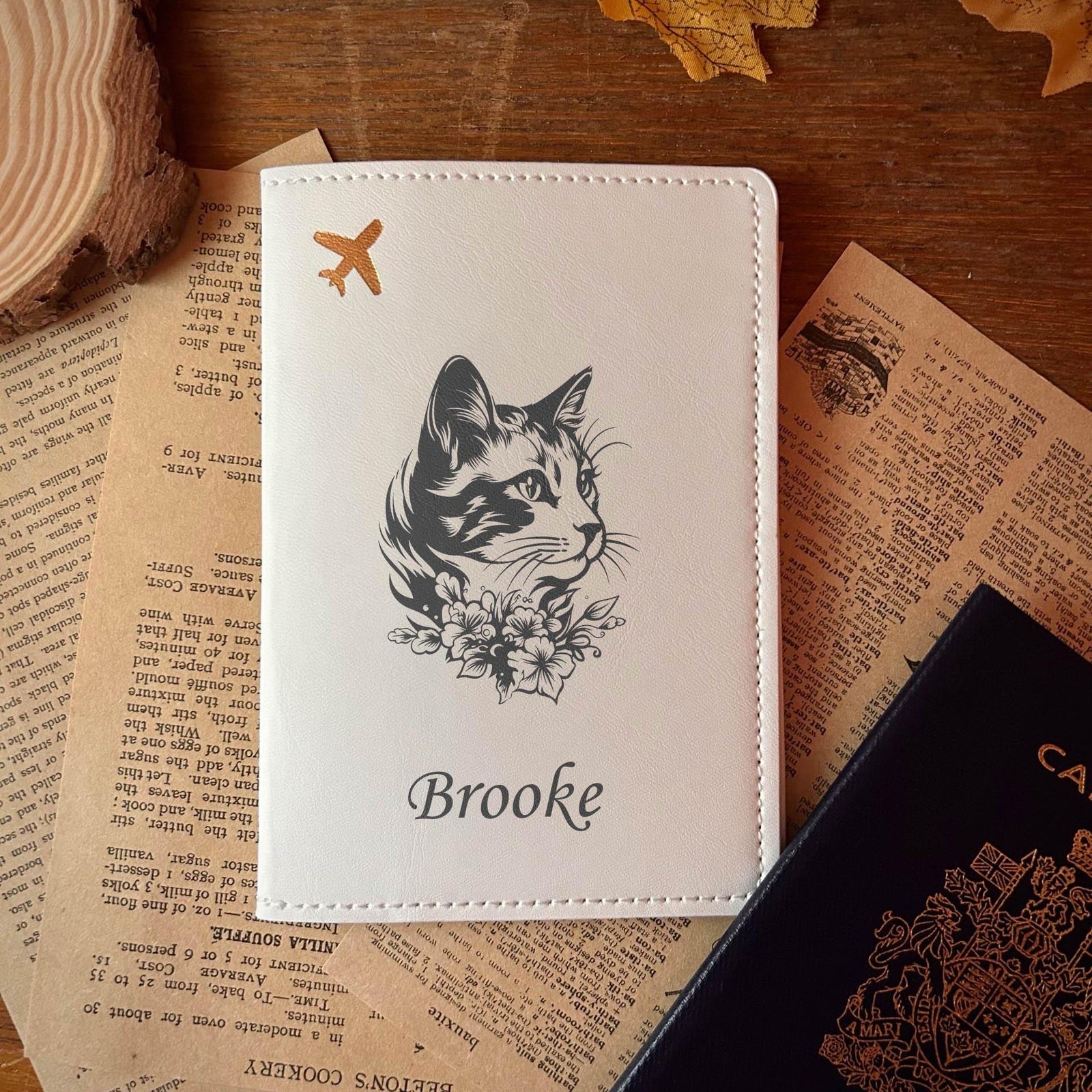 Cat & Flowers Passport Cover – Design #34