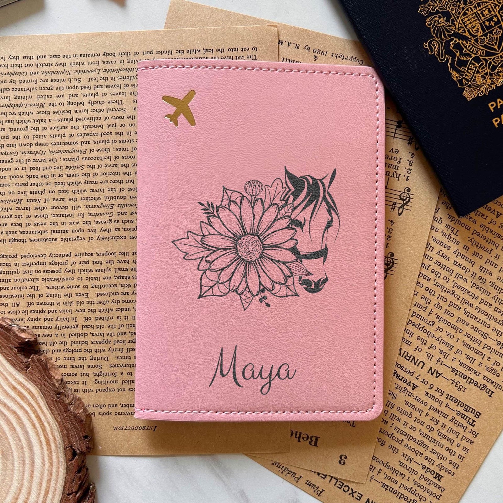 Horse & Flower Passport Cover – Design #57