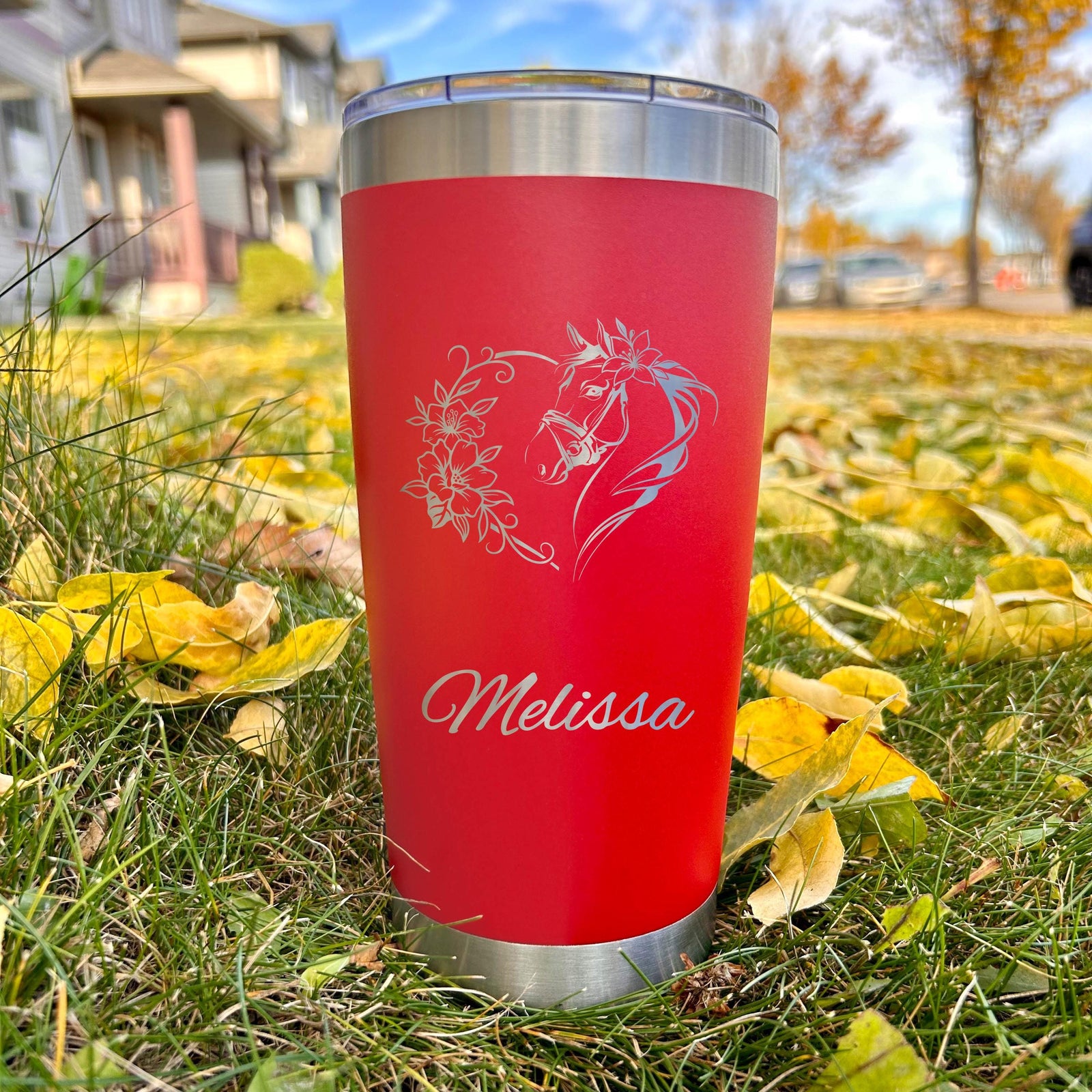 Blooming Horse 20oz Engraved Tumbler