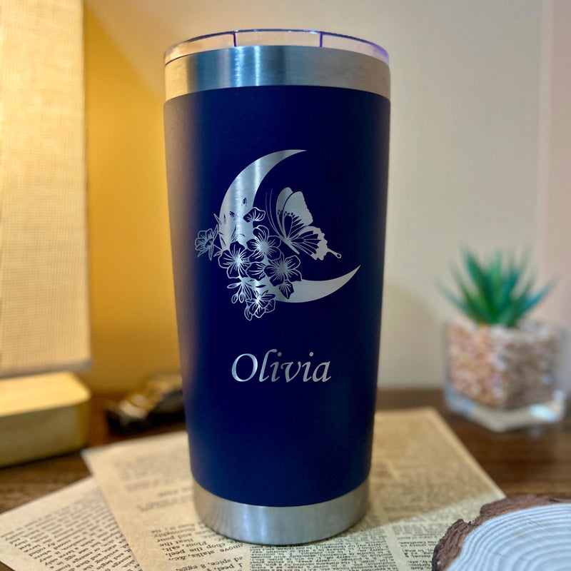 Butterfly & Moon 20oz Engraved Tumbler