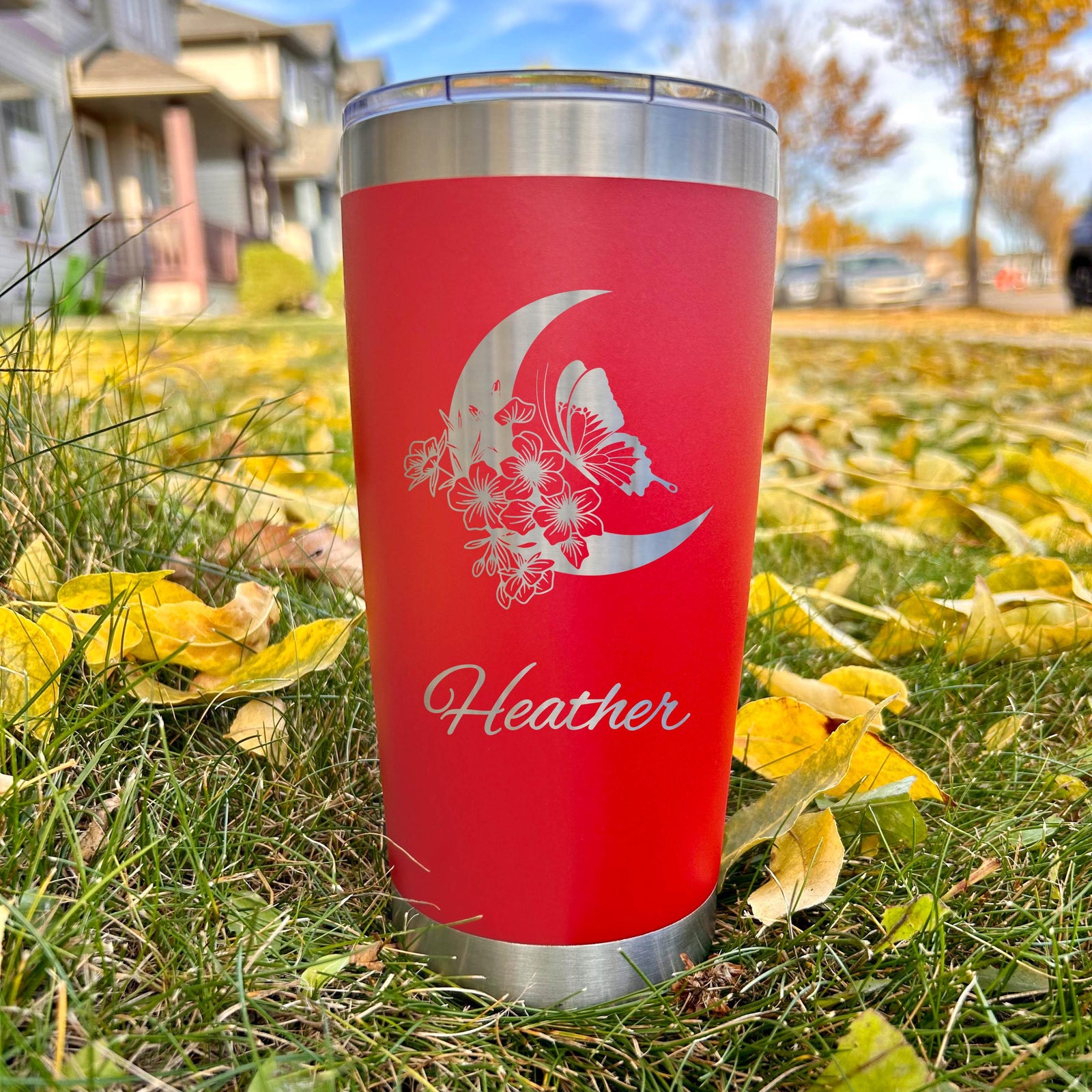 Butterfly & Moon 20oz Engraved Tumbler