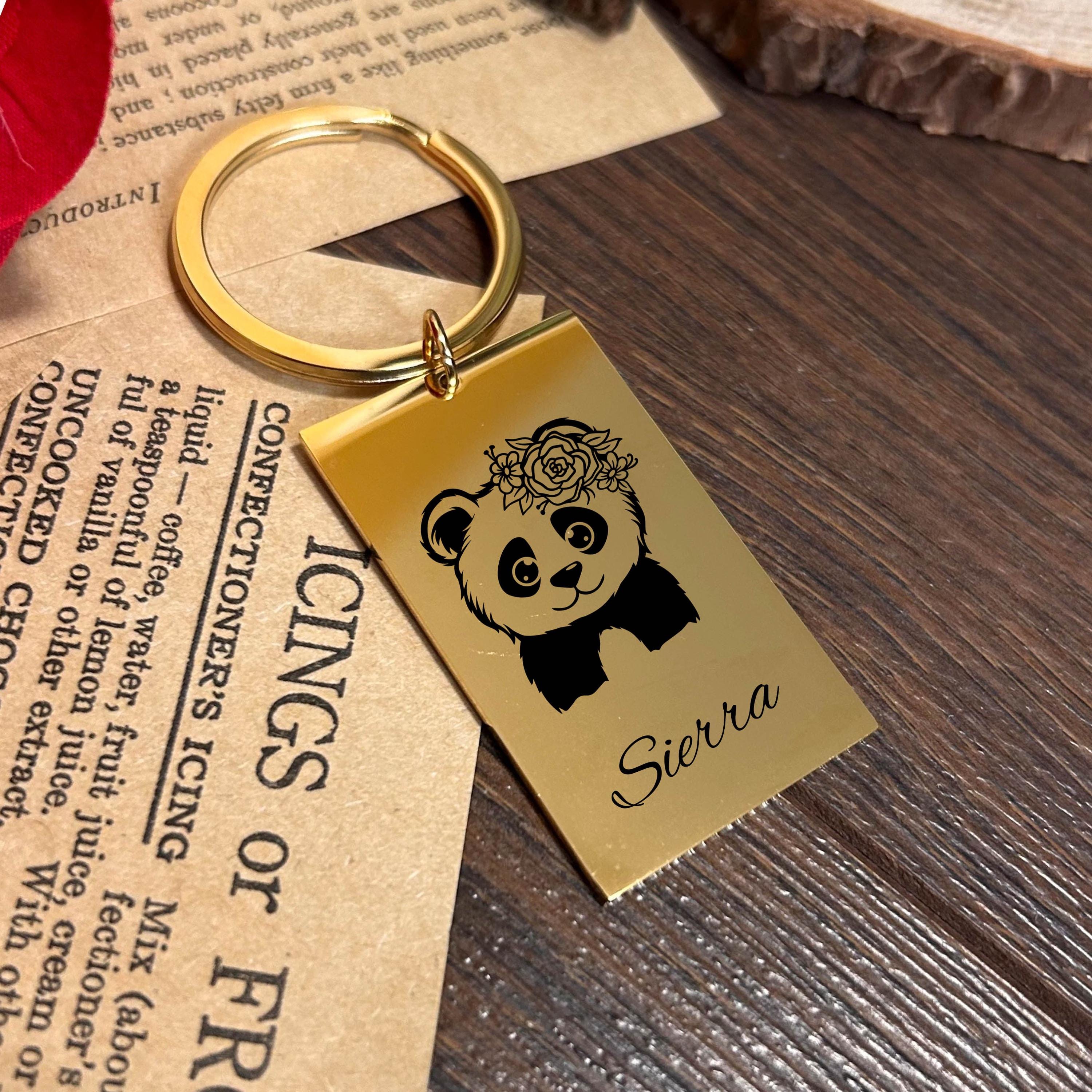 Cute Panda Keychain Stainless Steel