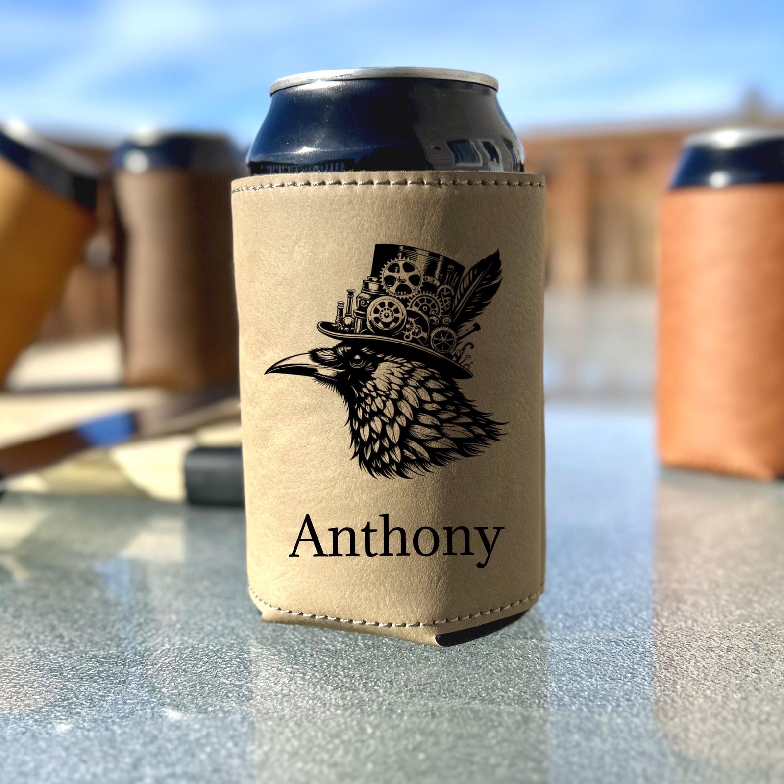 Steampunk Raven Can Cover