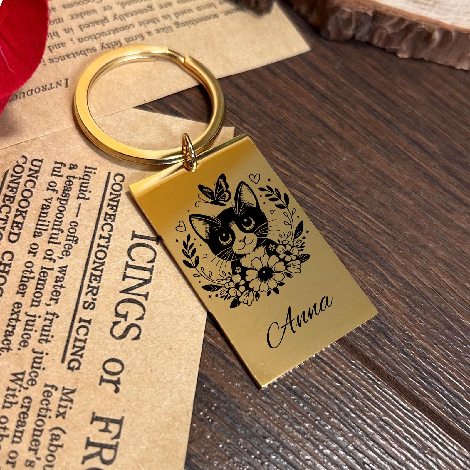 Cute Kitten Keychain Stainless Steel