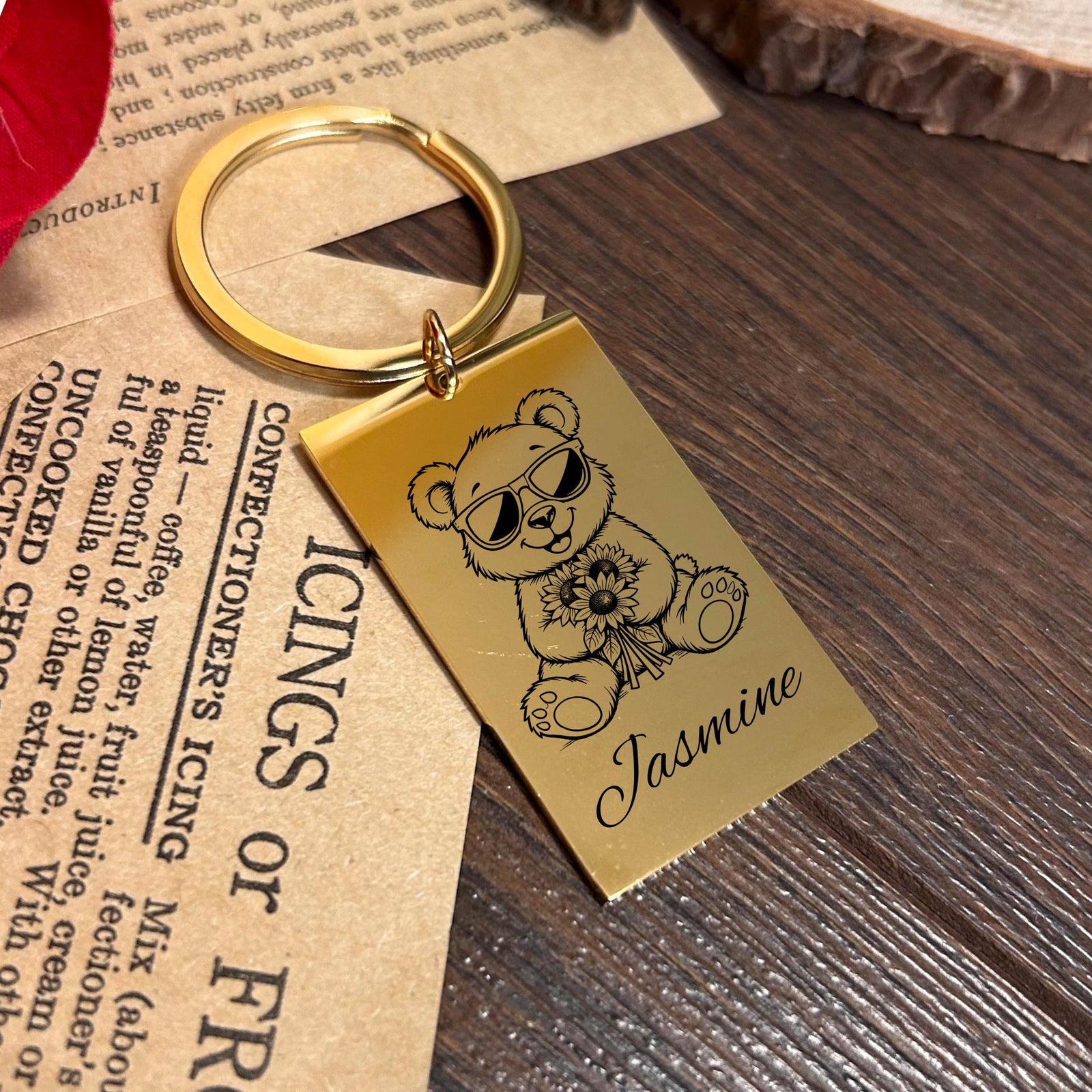 Cute Bear Keychain Stainless Steel