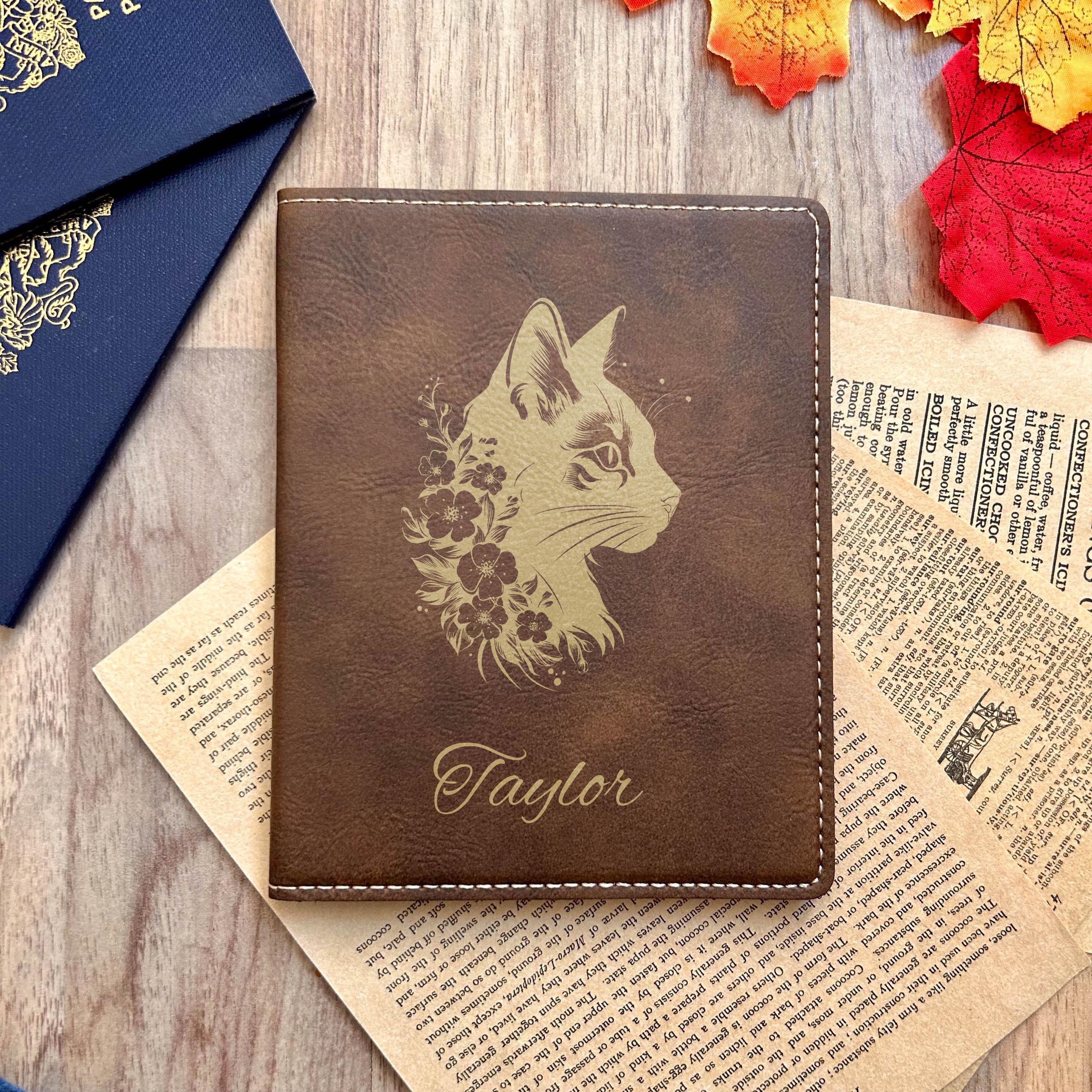 Gold Cat & Flowers Passport Cover – Design #33