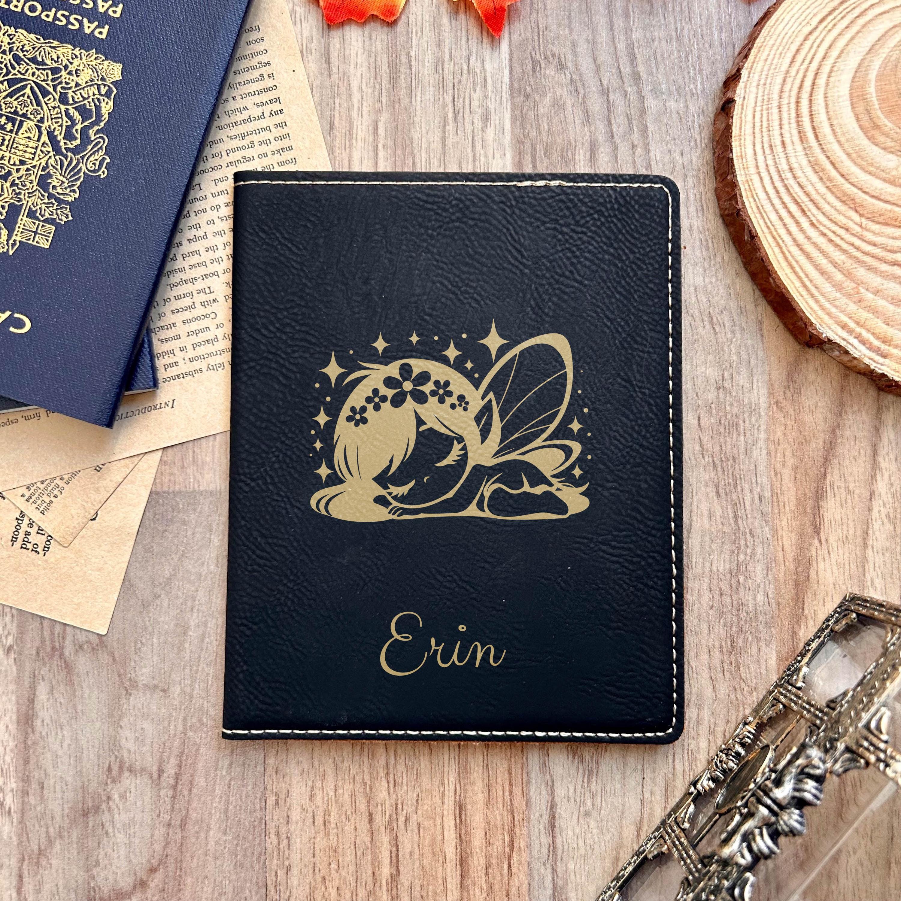 Gold Sleepy Fairy Passport Cover – Design #54