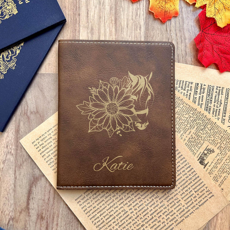 Gold Horse & Flower Passport Cover – Design #57