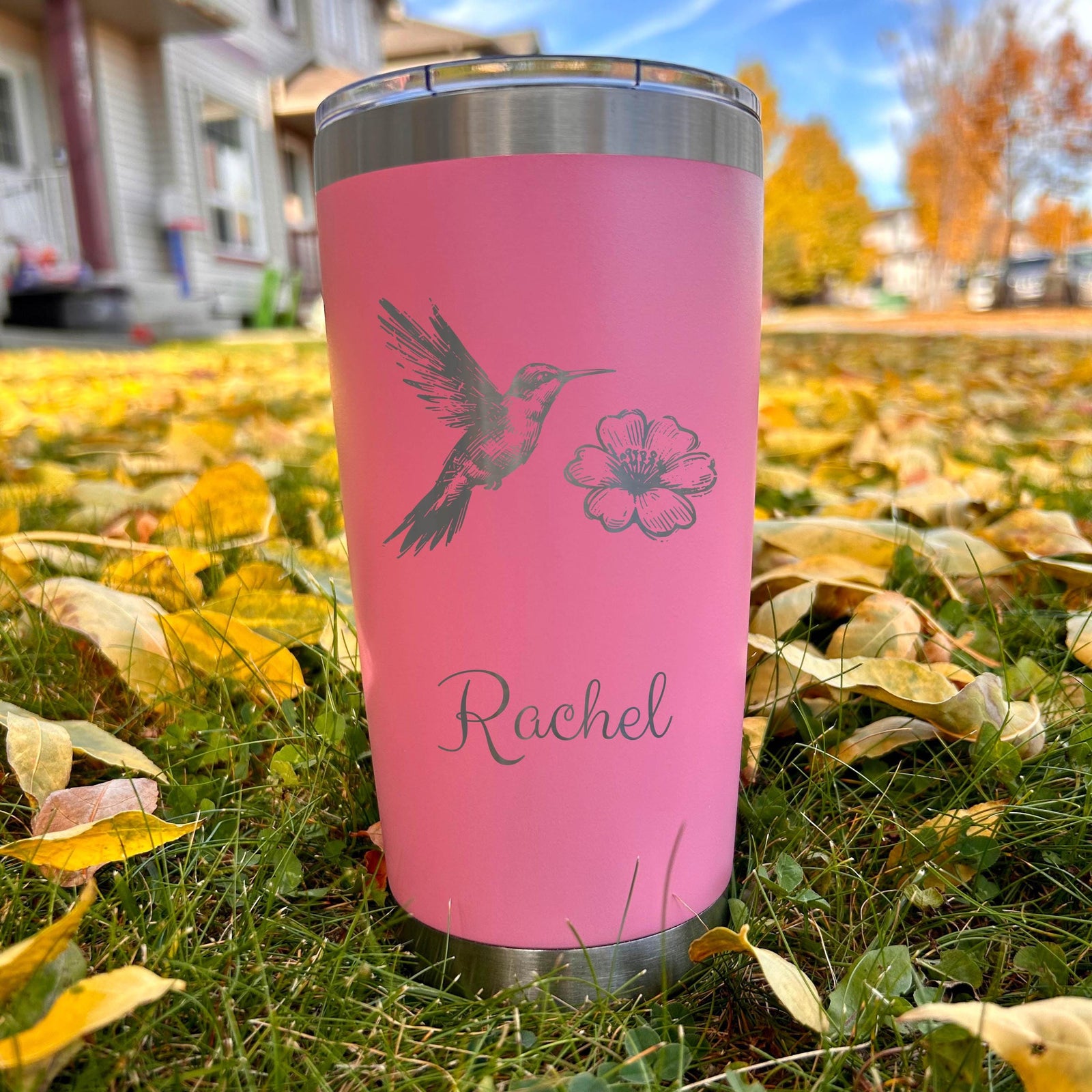 Hummingbird & Flower 20oz Engraved Tumbler