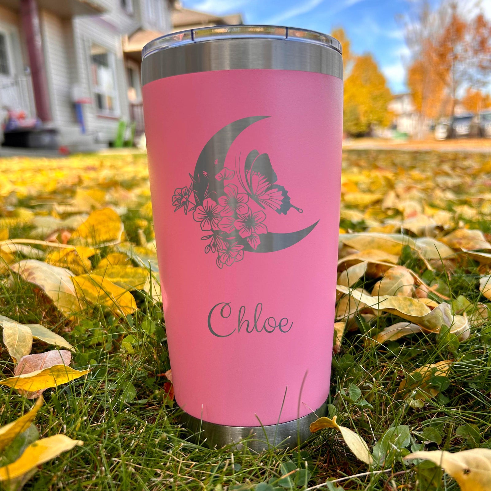 Butterfly & Moon 20oz Engraved Tumbler