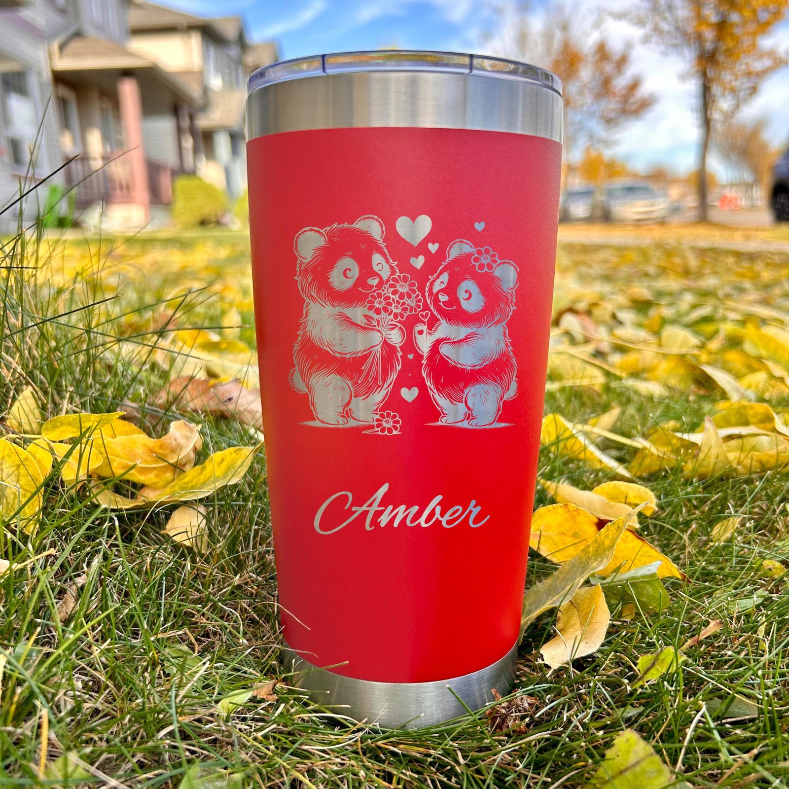 Panda Love 20oz Engraved Tumbler