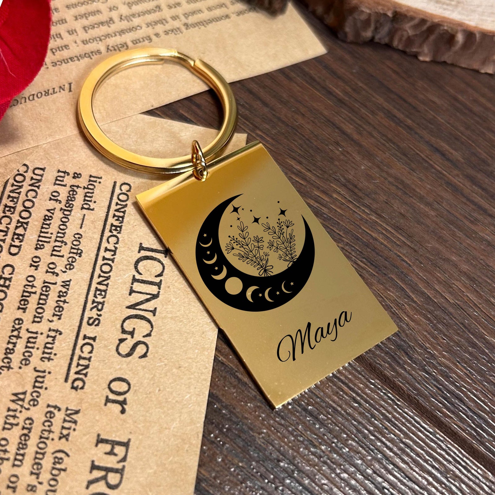 Moon Phases Keychain Stainless Steel