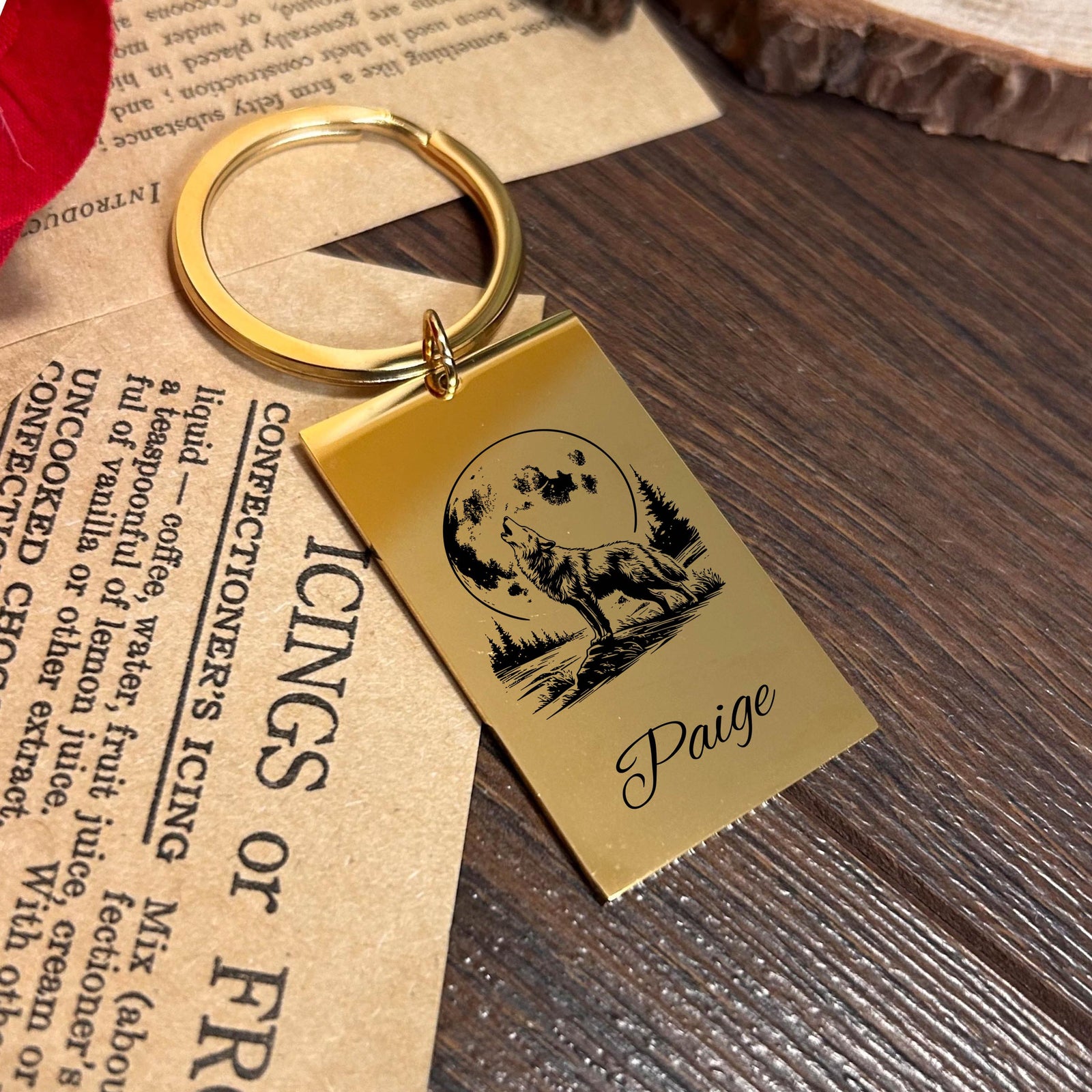 Moonlight Wolf Keychain Stainless Steel