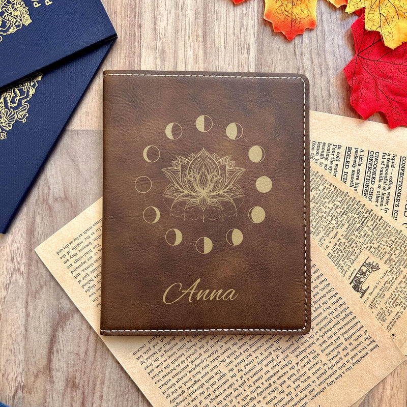 Gold Luna Lotus Passport Cover – Design #74