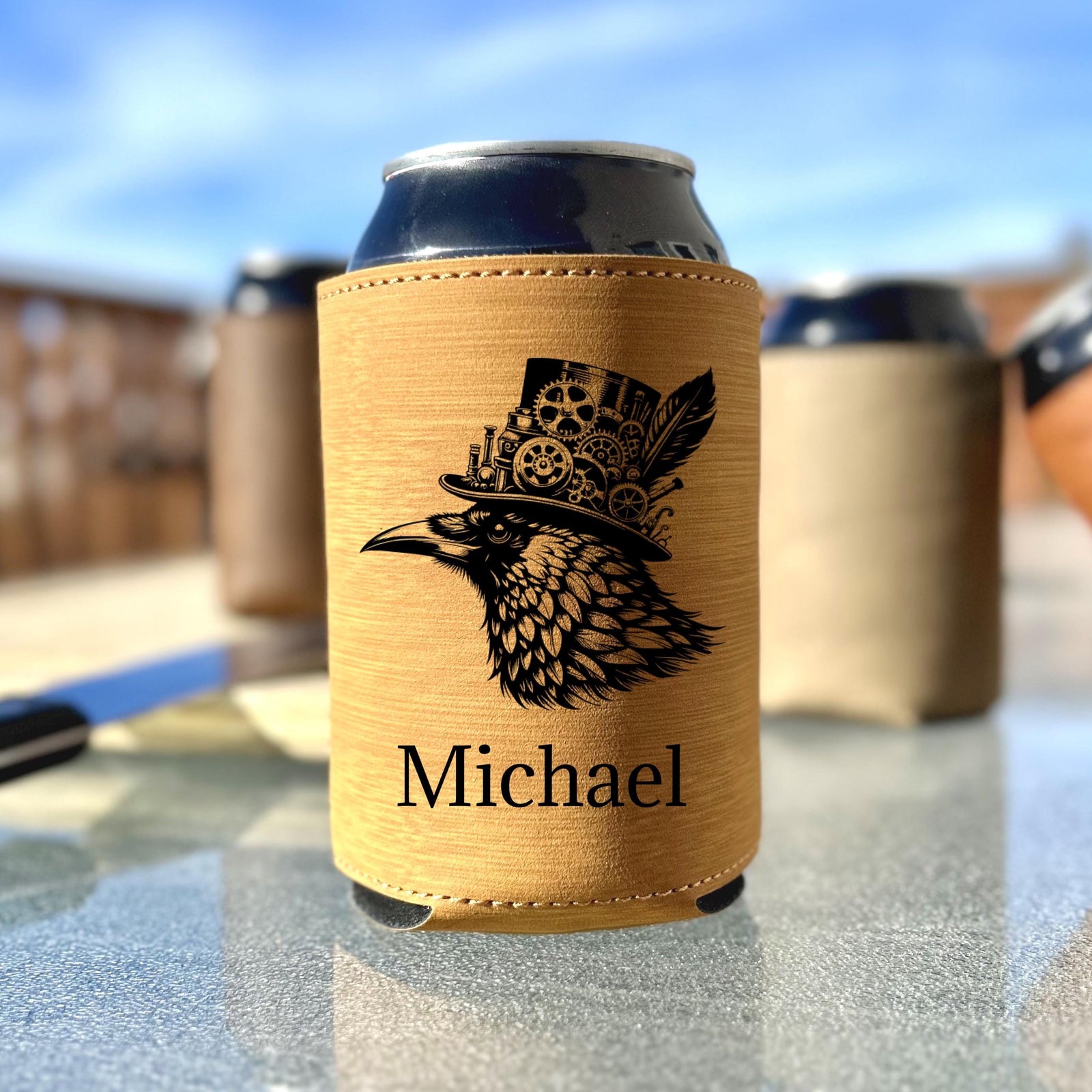 Steampunk Raven Can Cover