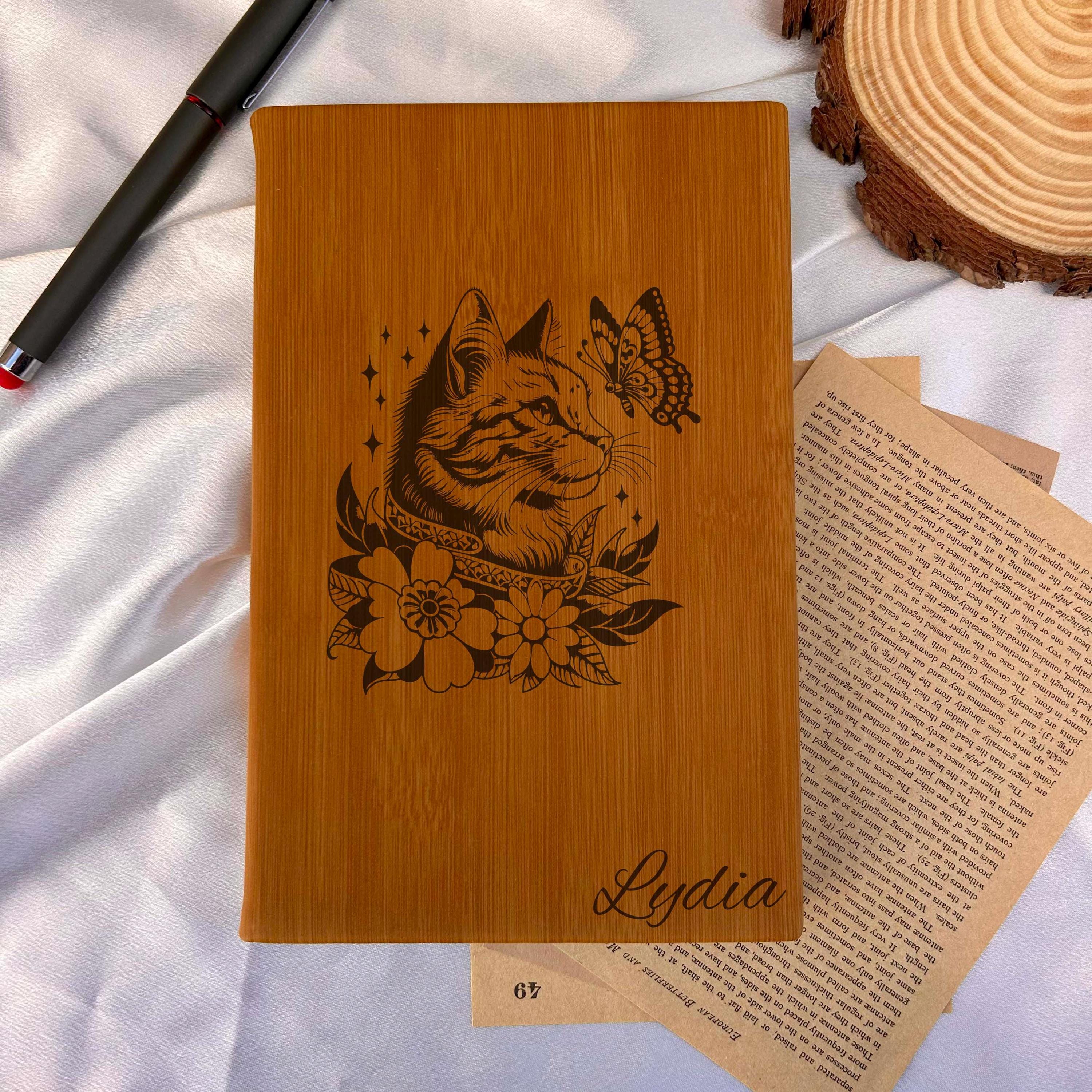 Cat Engraved Journal – Hard Cover, Design #45