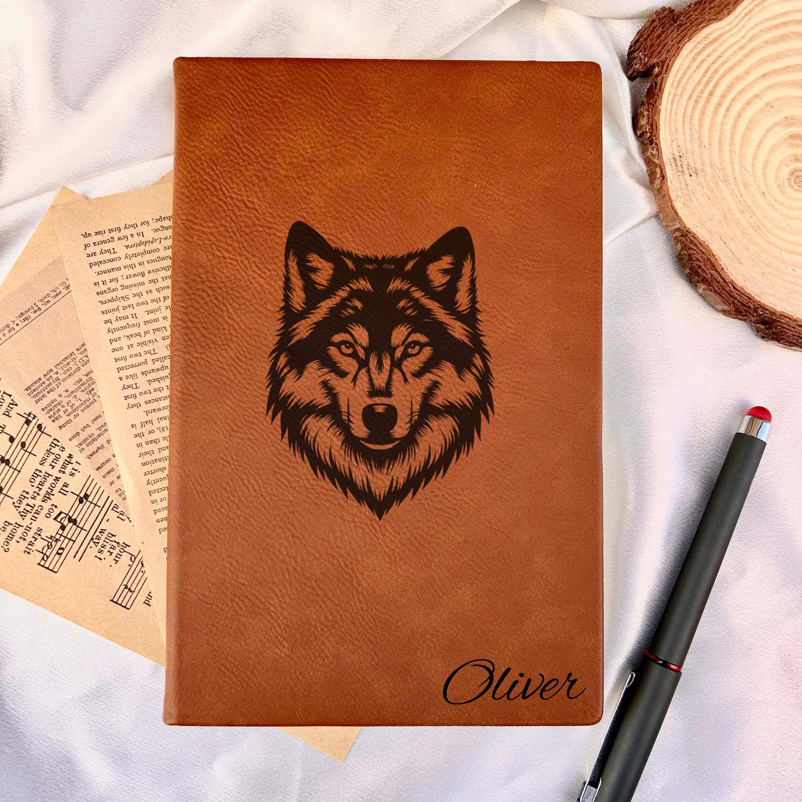 Wolf Custom Journal – Hard Cover, Wolf Design #1