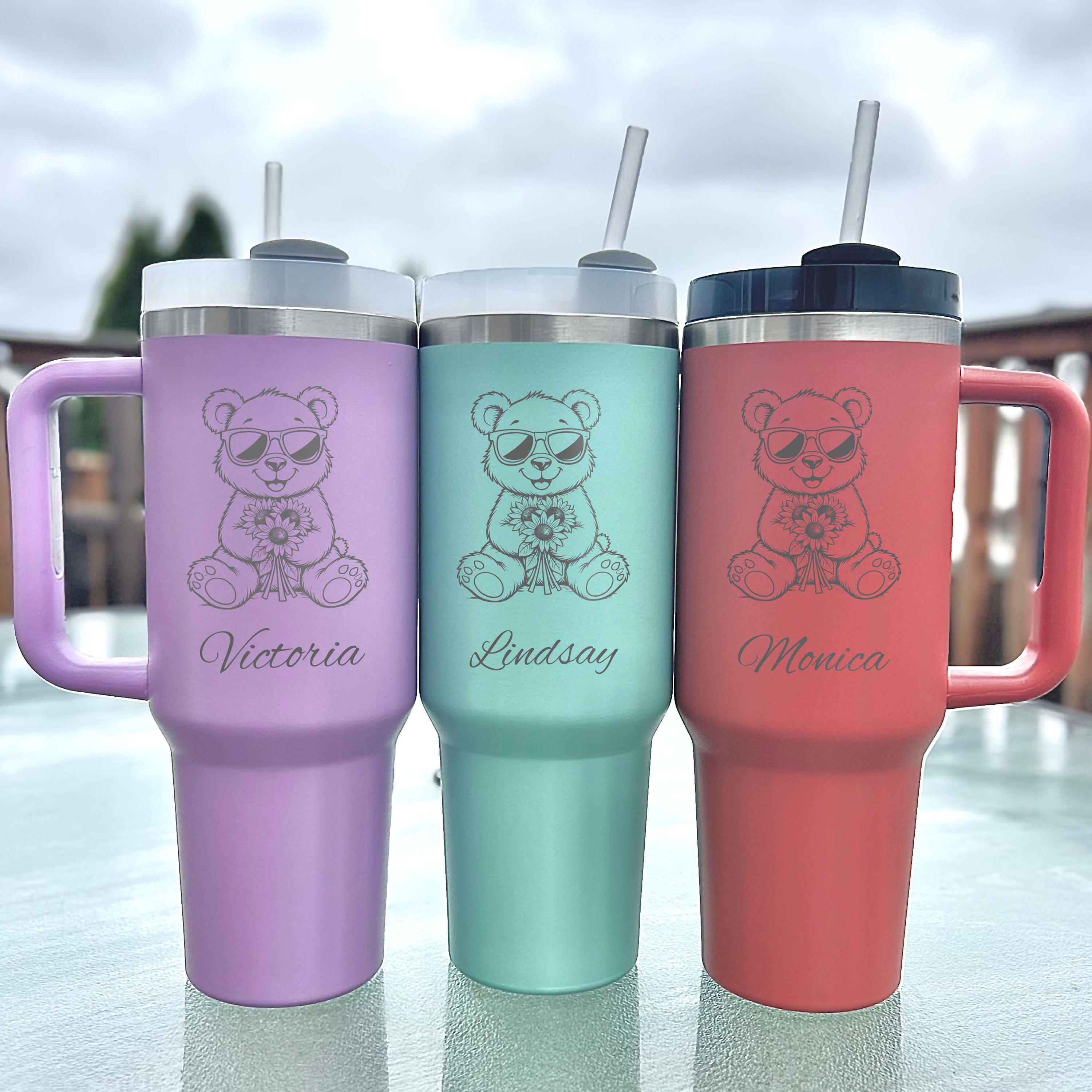 Cute Bear 40oz Engraved Tumbler – Stainless Steel