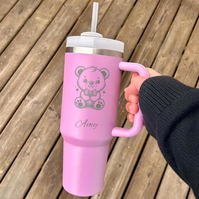 Teddy Bear 40oz Engraved Tumbler – Stainless Steel