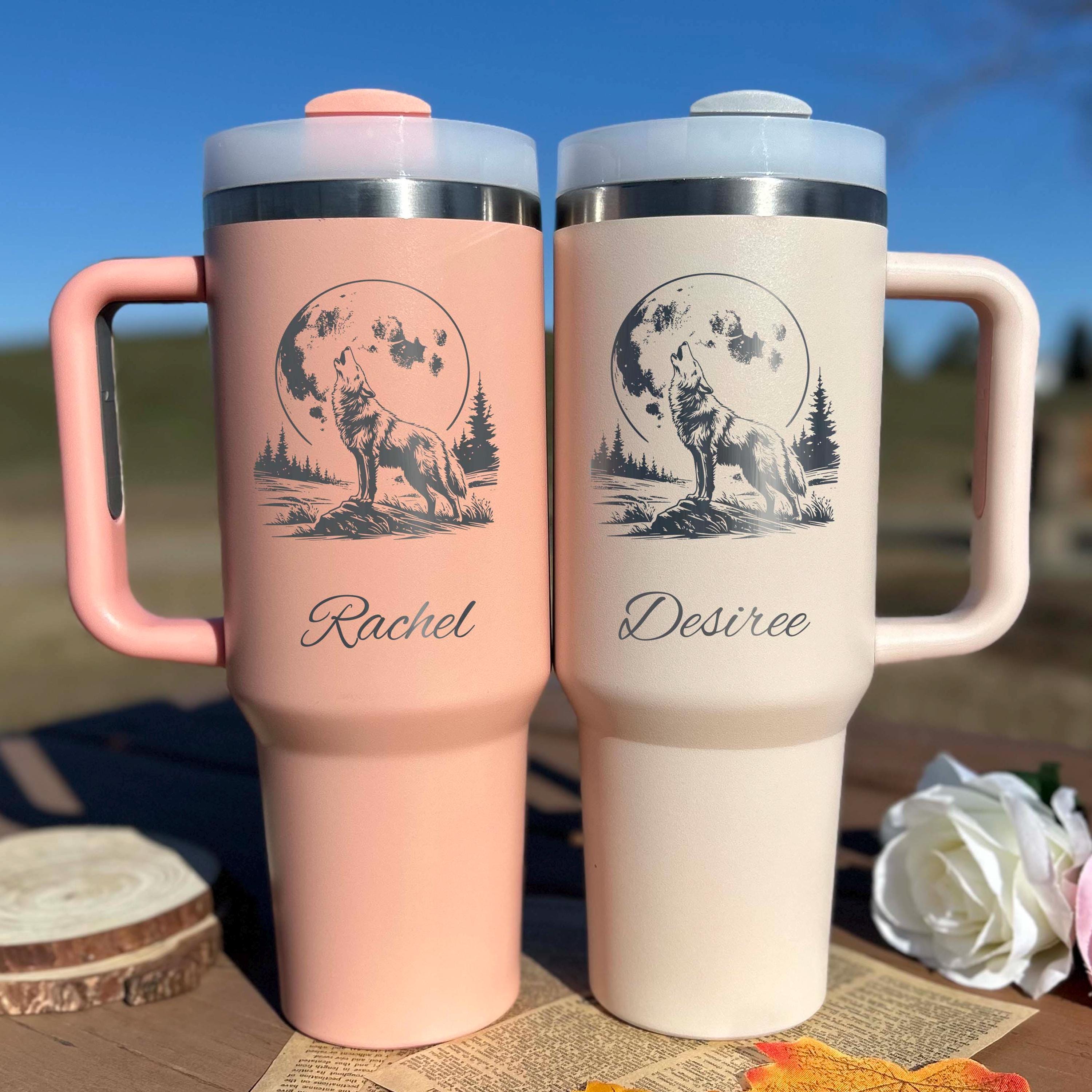 Moonlight Wolf 40oz Engraved Tumbler – Stainless Steel